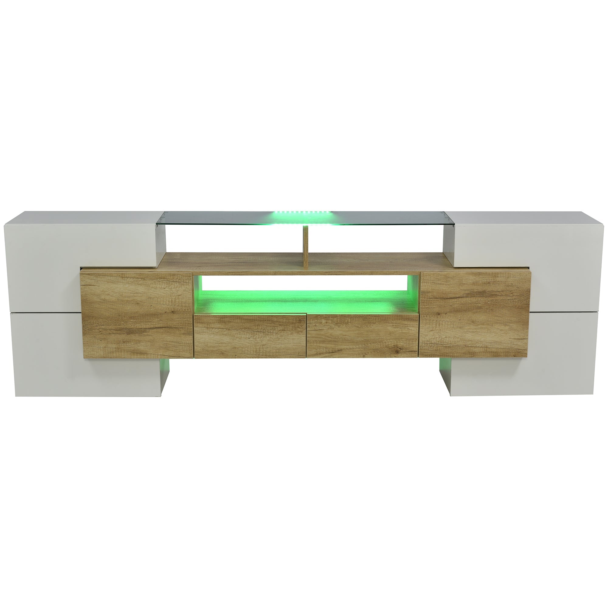 Logidon TV-meubel 200 cm wit hoogglans met LED-verlichting