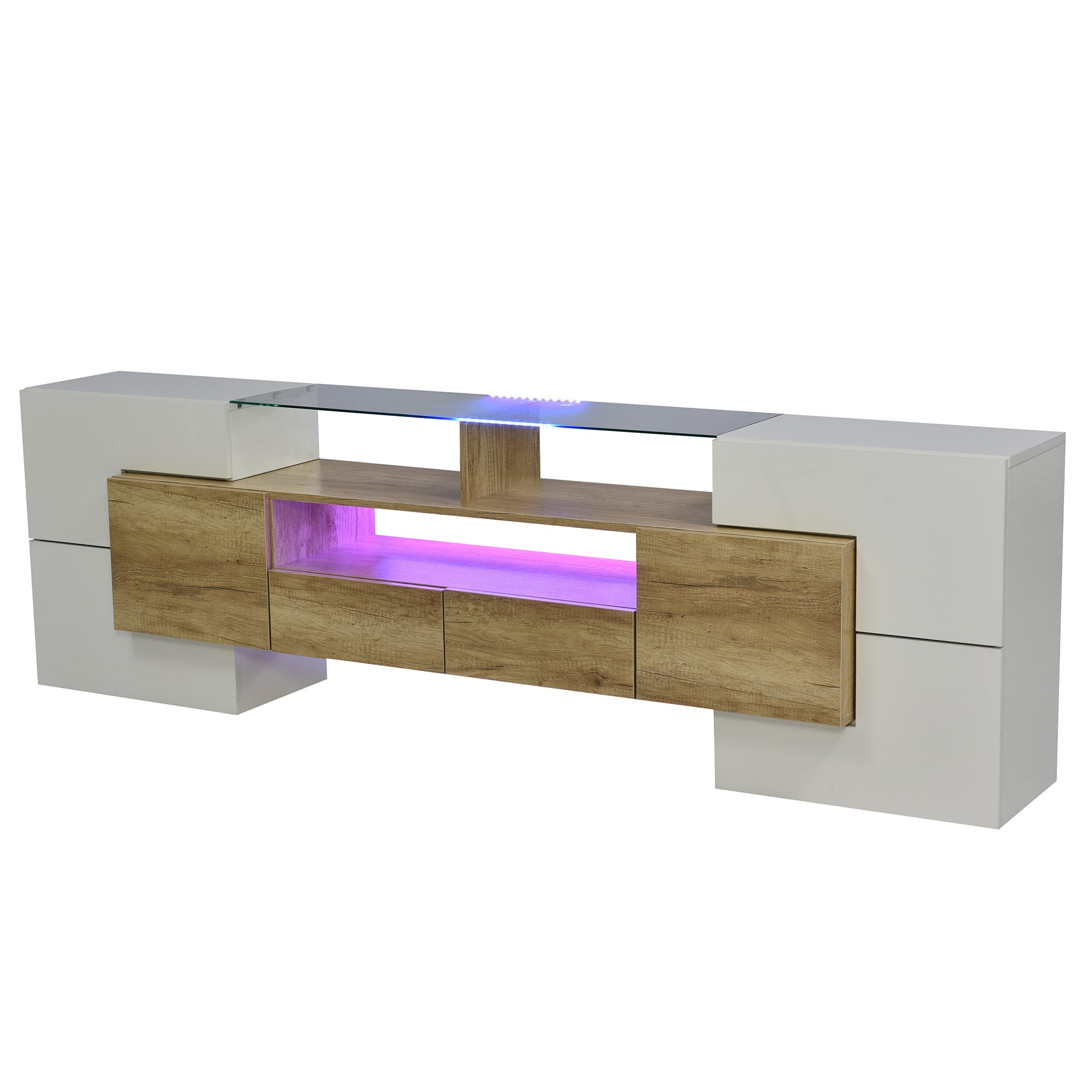 Logidon TV-meubel 200 cm wit hoogglans met LED-verlichting
