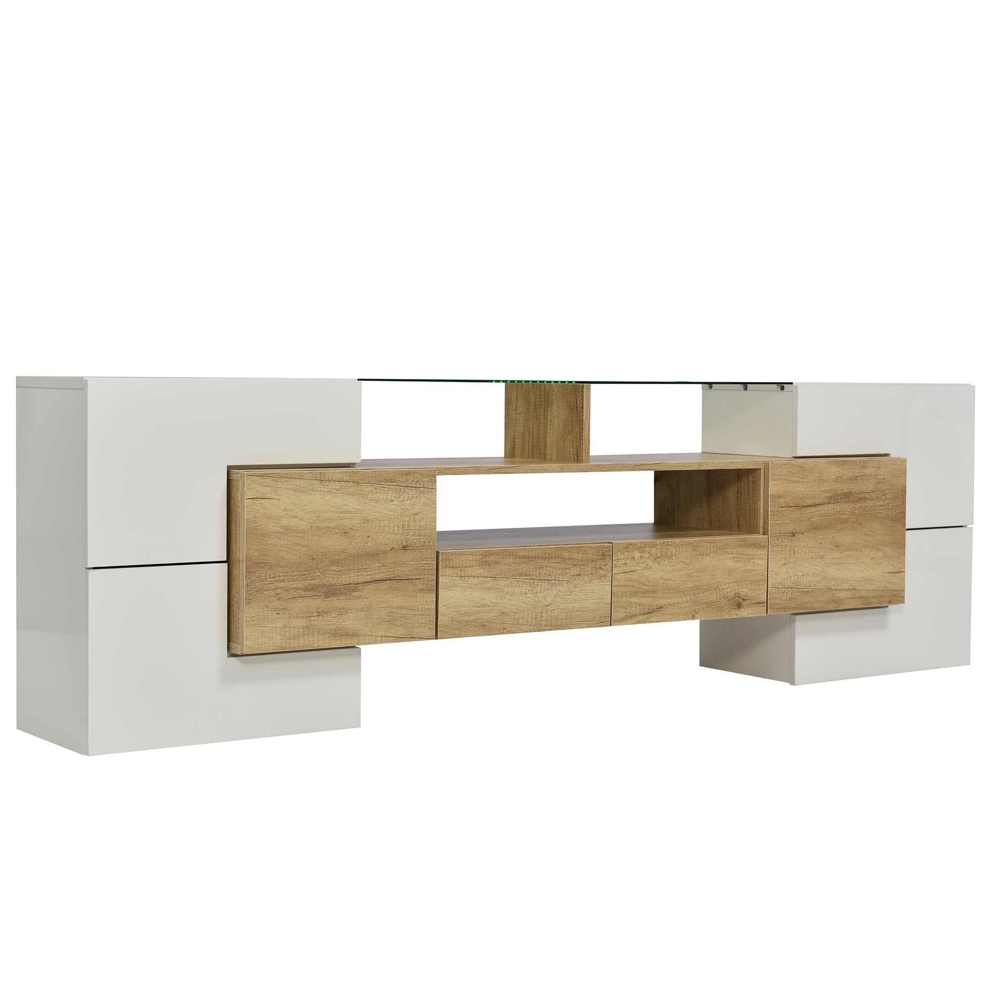 Logidon TV-meubel 200 cm wit hoogglans met LED-verlichting