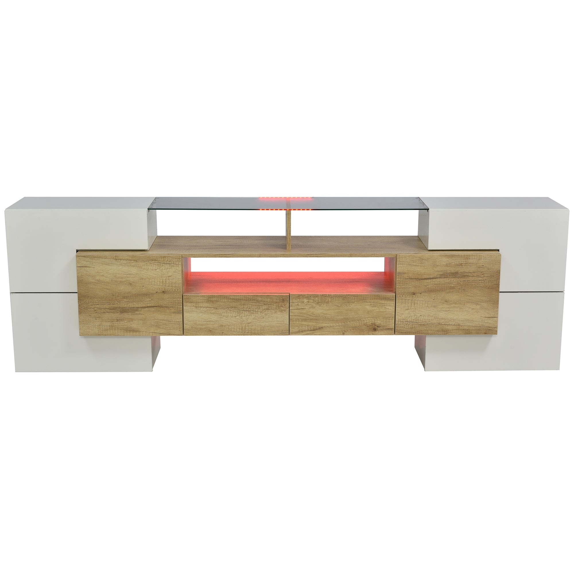Logidon TV-meubel 200 cm wit hoogglans met LED-verlichting