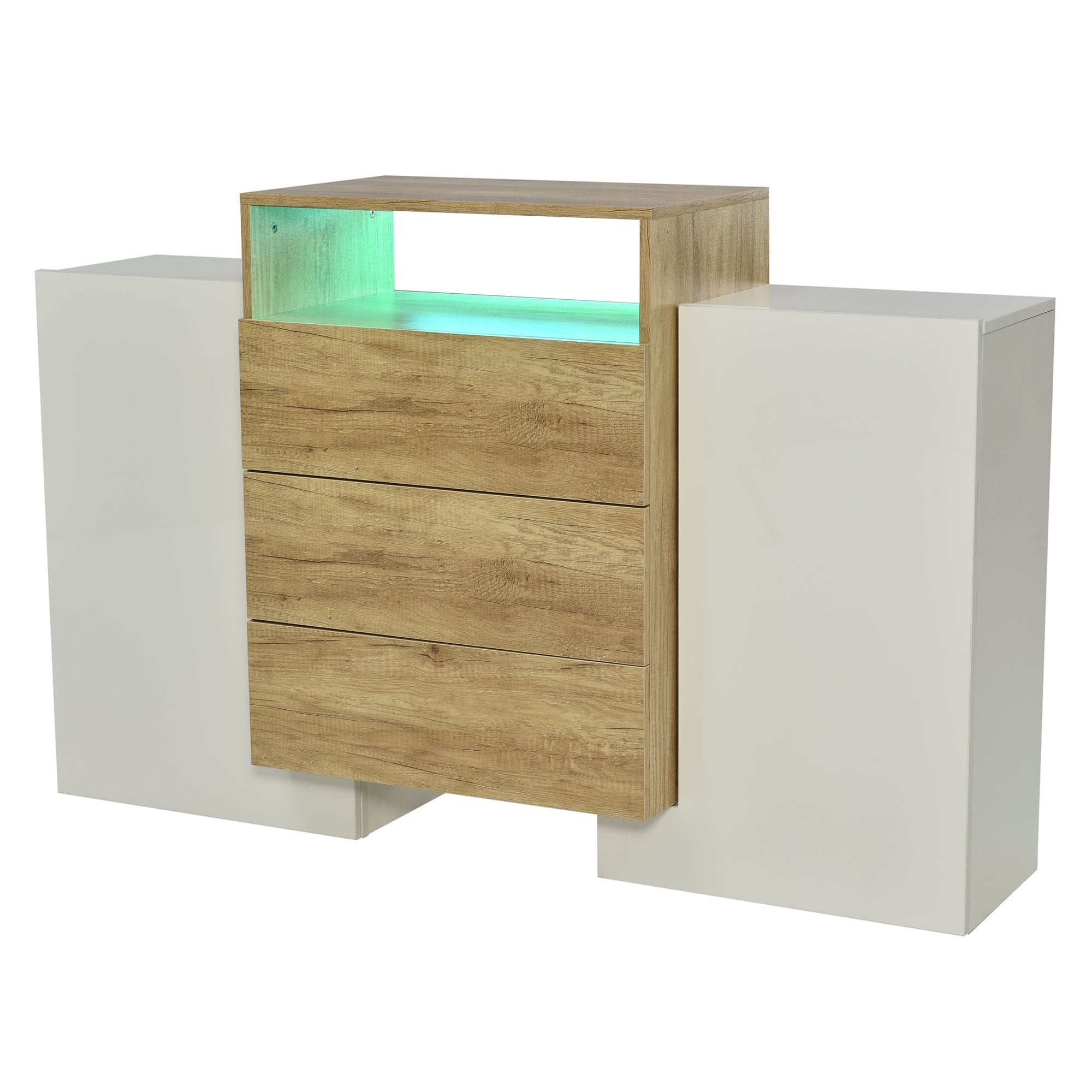 Logidon dressoir 140 cm moderne ladekast met veelkleurig LED-licht