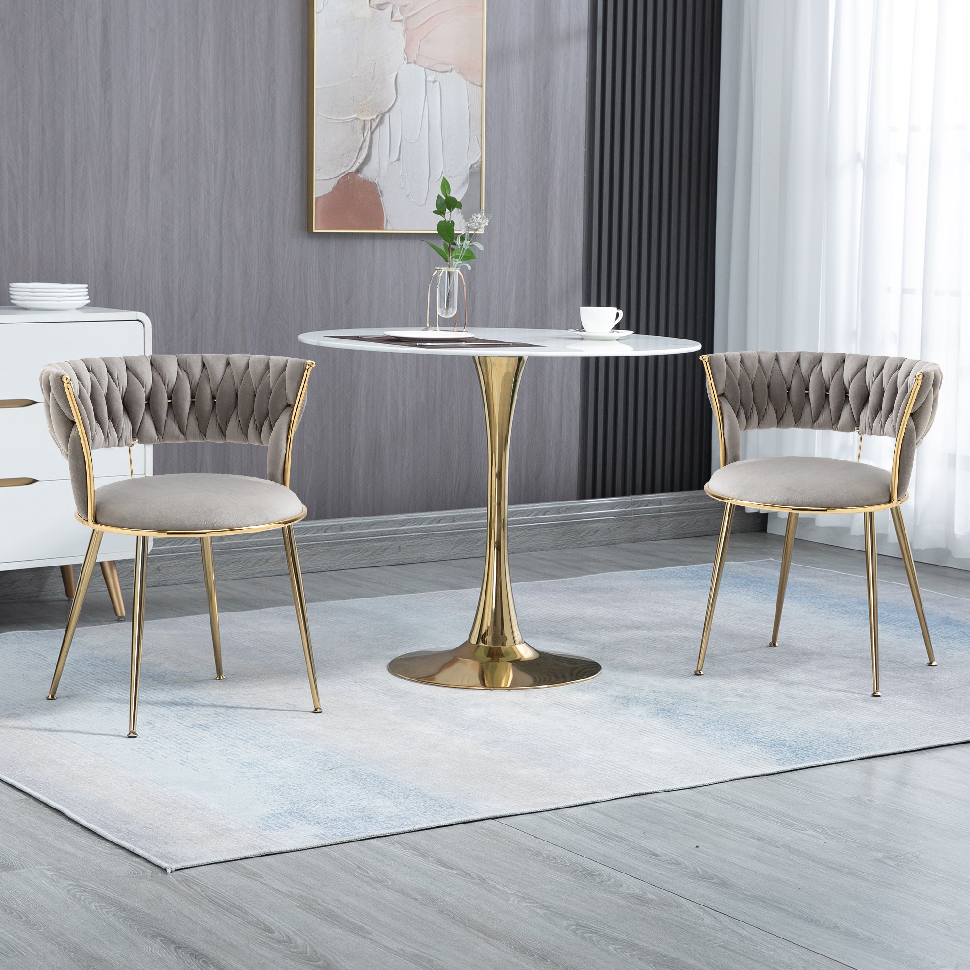 Logidon fluwelen eetkamerstoelen set van 2 grijs en goud Elegance