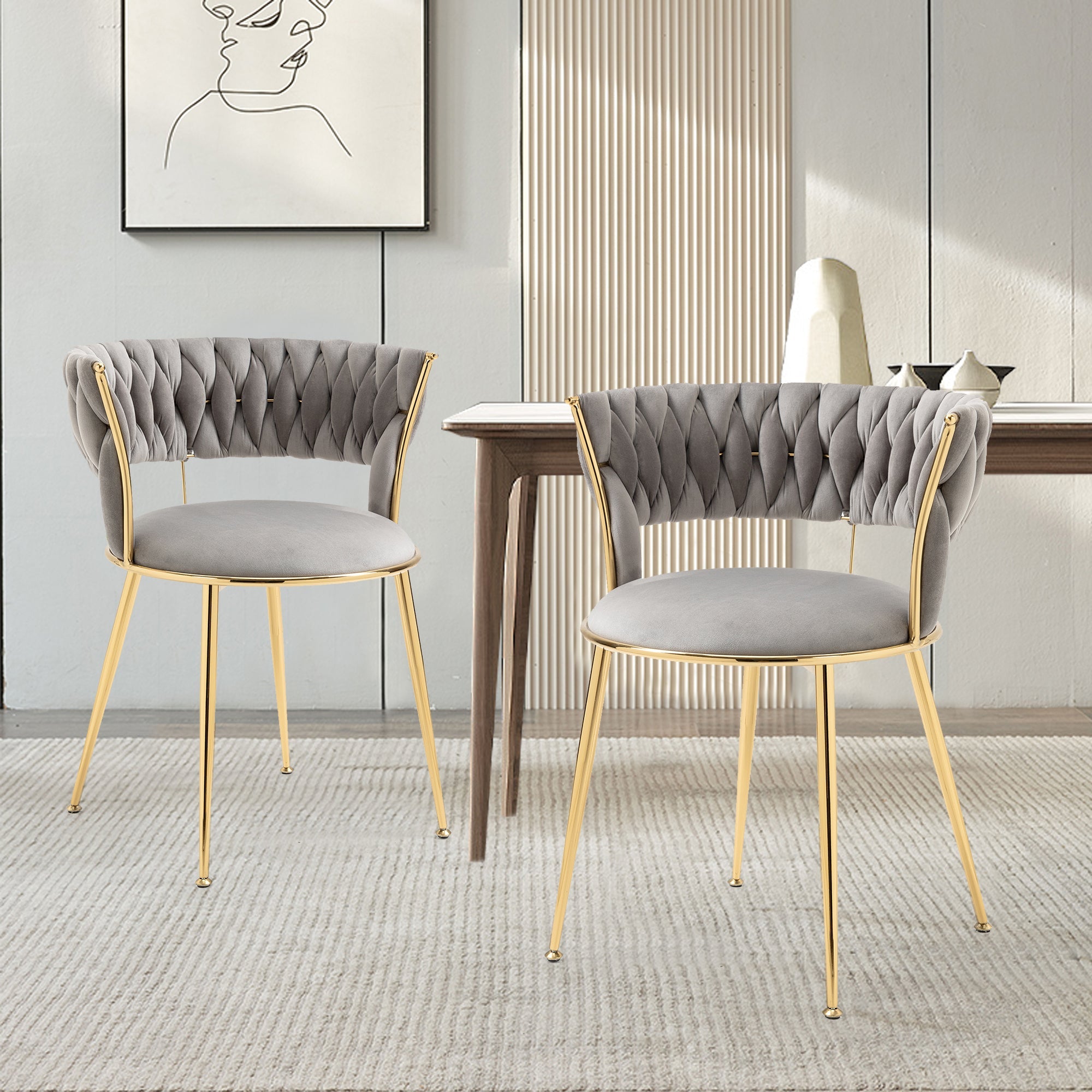 Logidon fluwelen eetkamerstoelen set van 2 grijs en goud Elegance