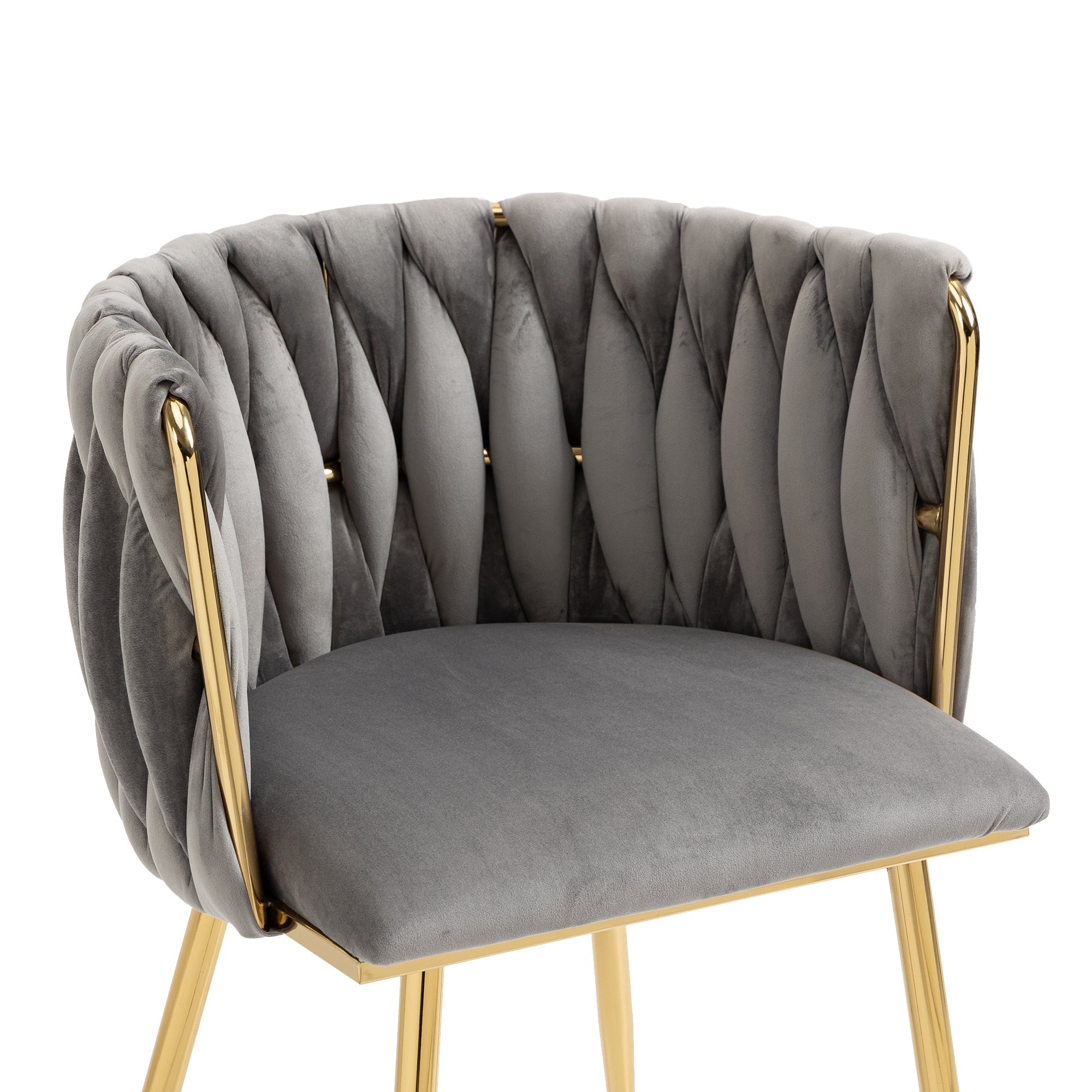 Logidon Luxe Velvet Eetkamerstoelenset Grijs Set van 2 met Gouden Poten