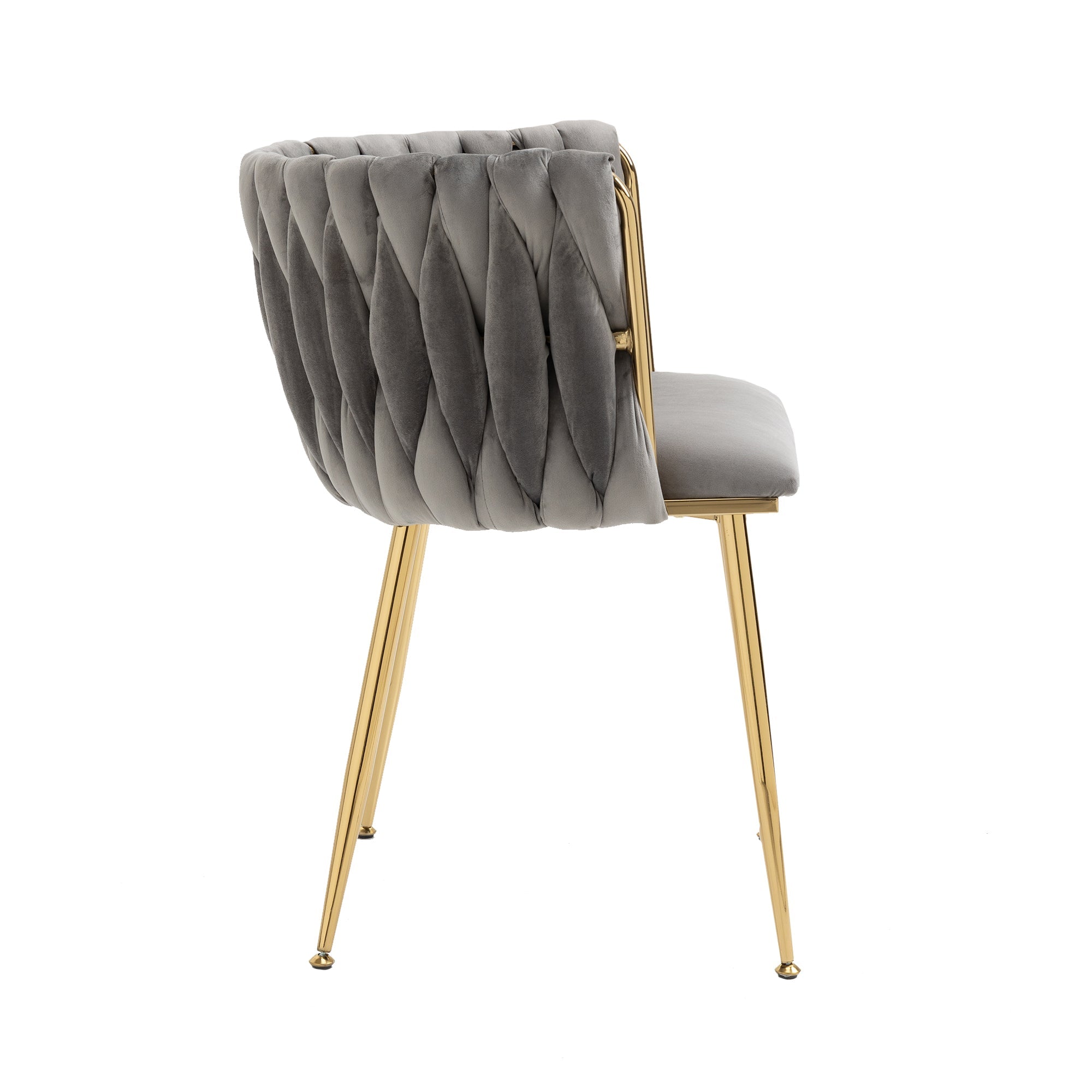 Logidon Luxe Velvet Eetkamerstoelenset Grijs Set van 2 met Gouden Poten