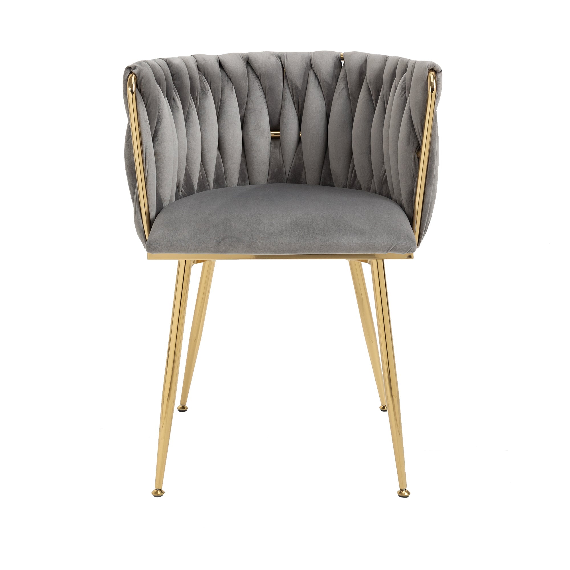 Logidon Luxe Velvet Eetkamerstoelenset Grijs Set van 2 met Gouden Poten