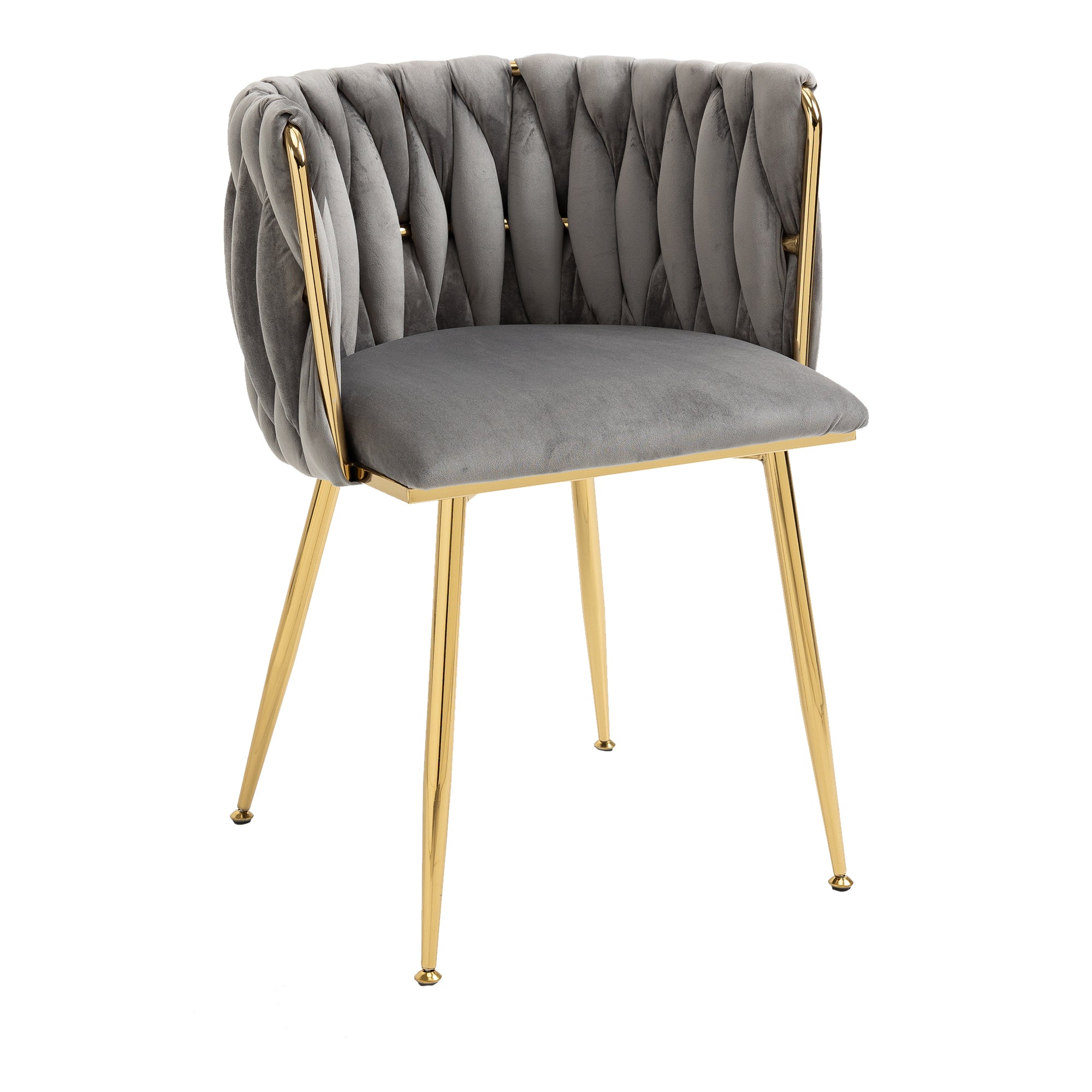 Logidon Luxe Velvet Eetkamerstoelenset Grijs Set van 2 met Gouden Poten