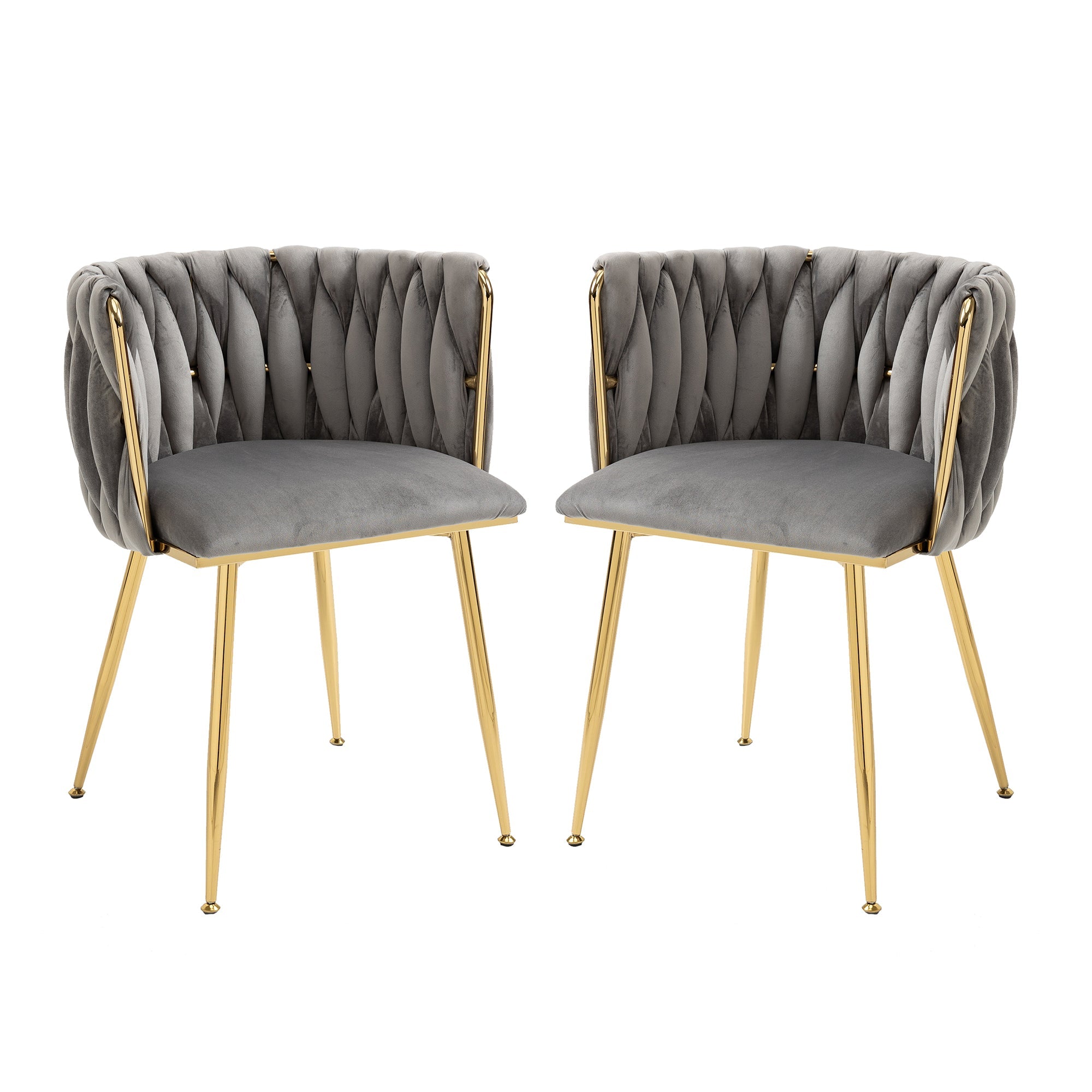 Logidon Luxe Velvet Eetkamerstoelenset Grijs Set van 2 met Gouden Poten