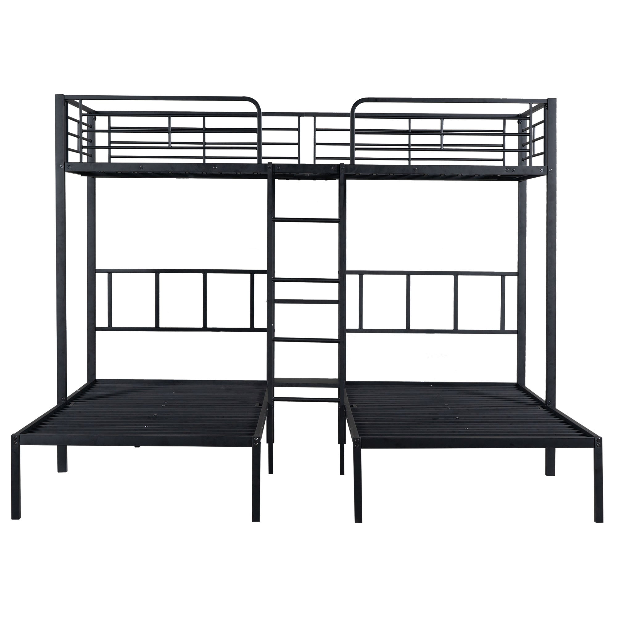 Logidon 3-persoons stapelbed met laddertafel Zwart 90x200