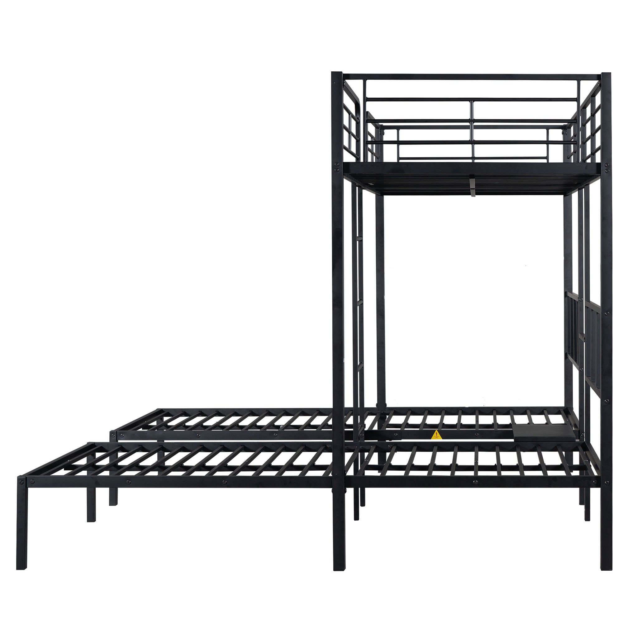 Logidon 3-persoons stapelbed met laddertafel Zwart 90x200