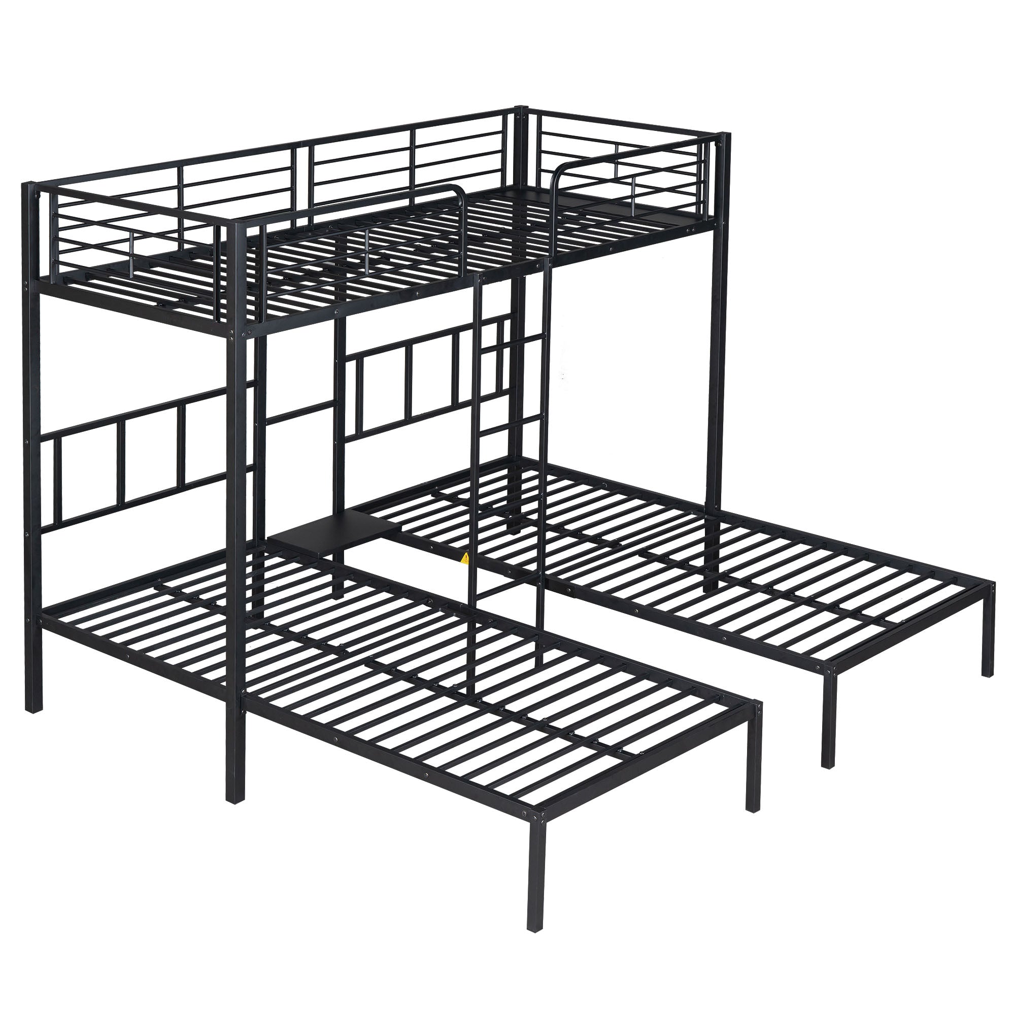 Logidon 3-persoons stapelbed met laddertafel Zwart 90x200