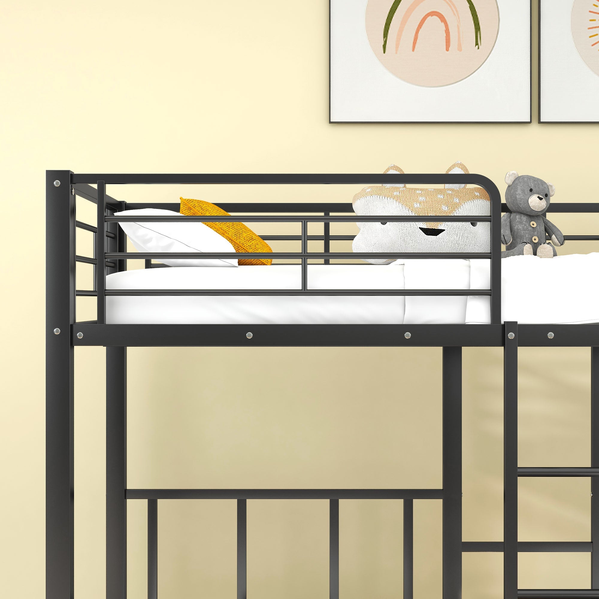 Logidon 3-persoons stapelbed met laddertafel Zwart 90x200