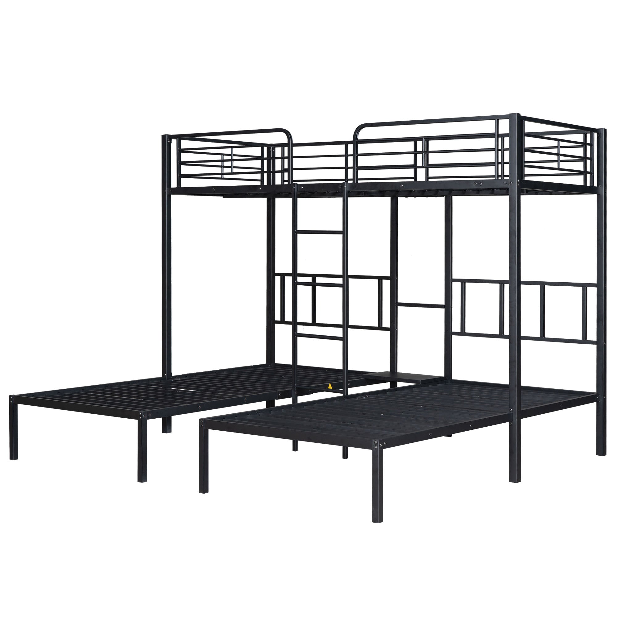 Logidon 3-persoons stapelbed met laddertafel Zwart 90x200