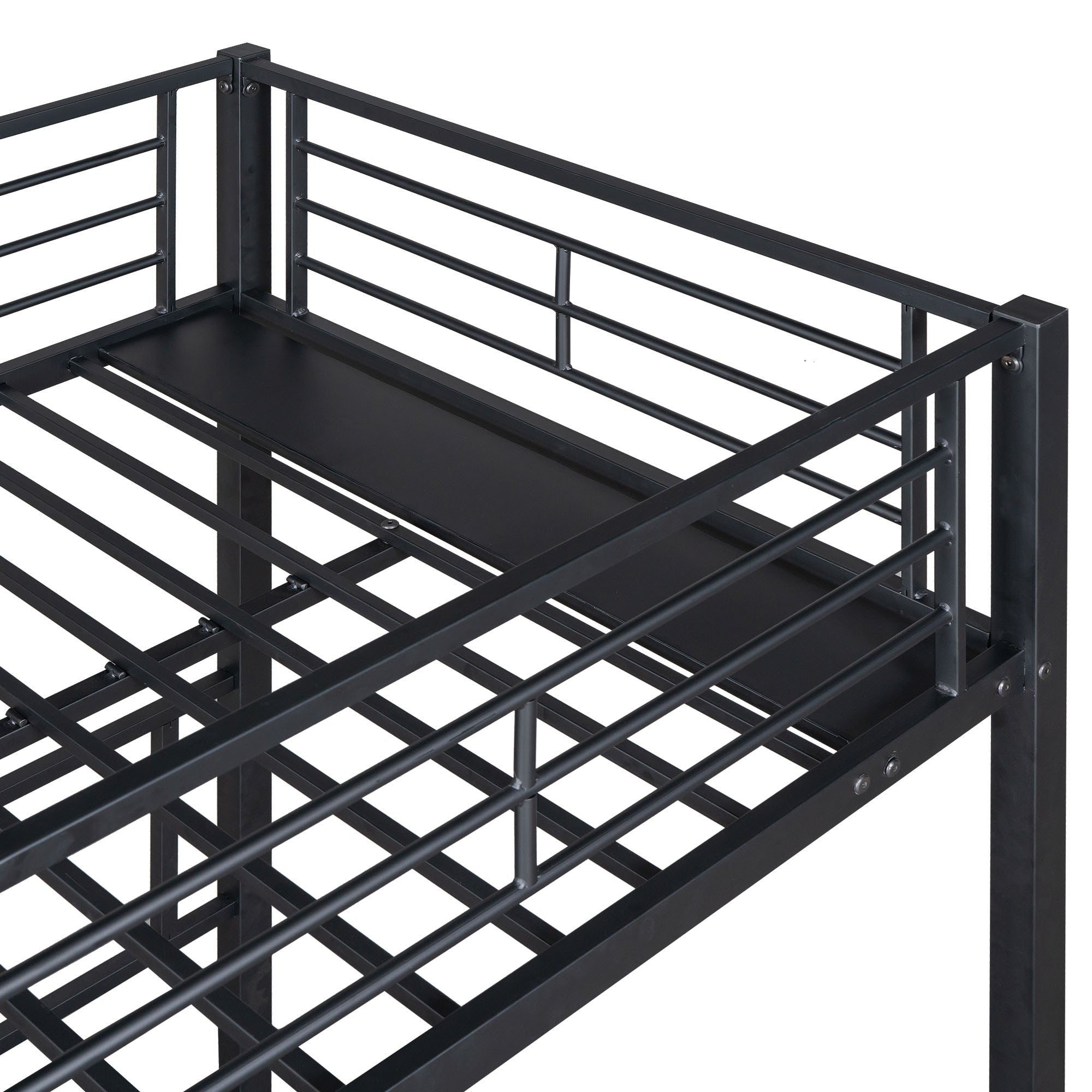 Logidon 3-persoons stapelbed met laddertafel Zwart 90x200