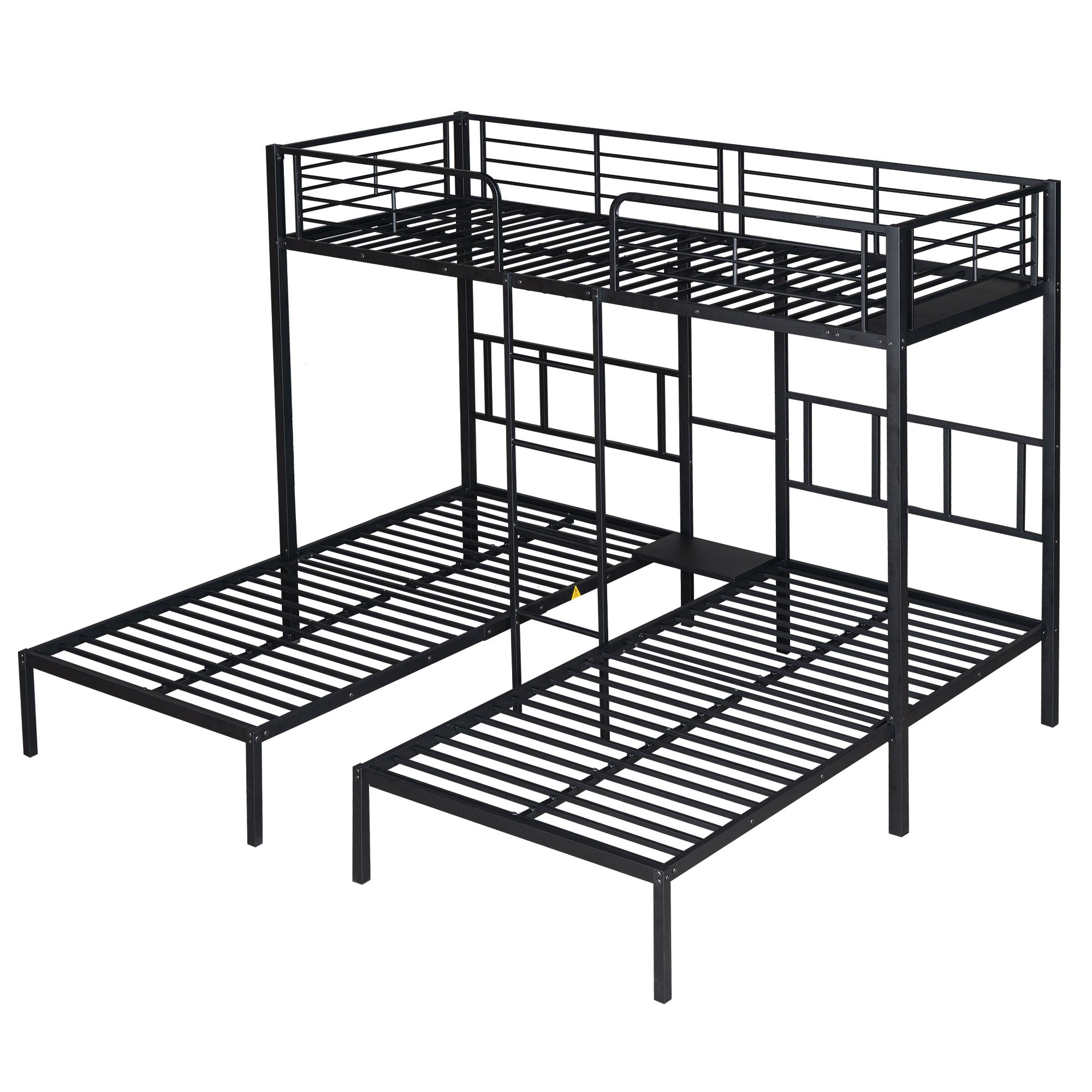 Logidon 3-persoons stapelbed met laddertafel Zwart 90x200