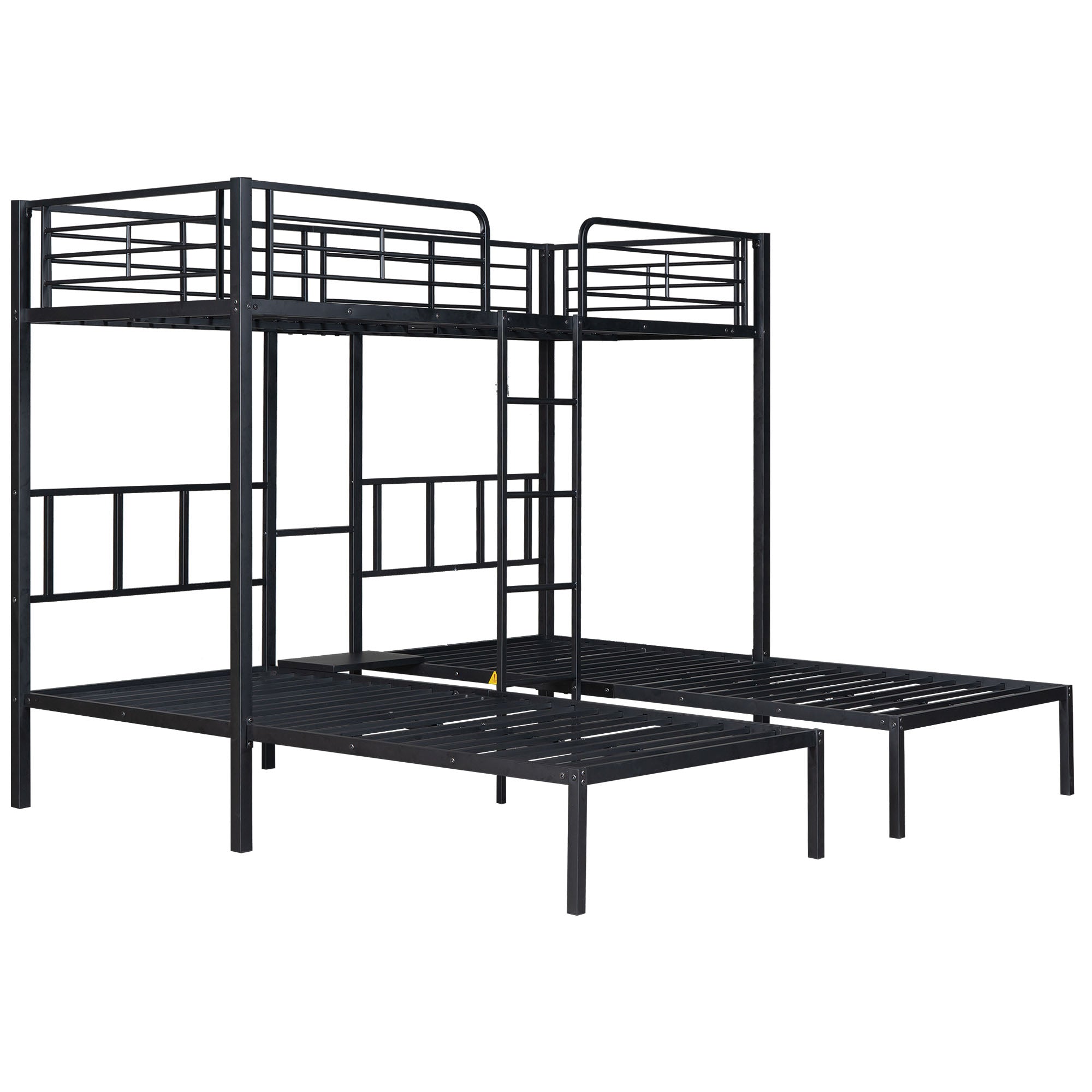 Logidon 3-persoons stapelbed met laddertafel Zwart 90x200