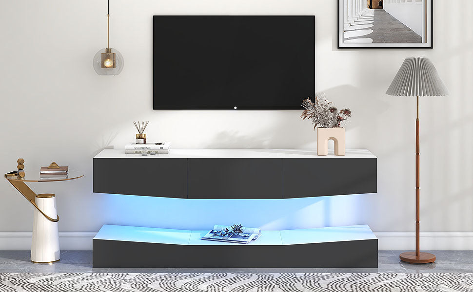 Logidon Hanging TV Board With LED Lighting 180x40 cm Gray