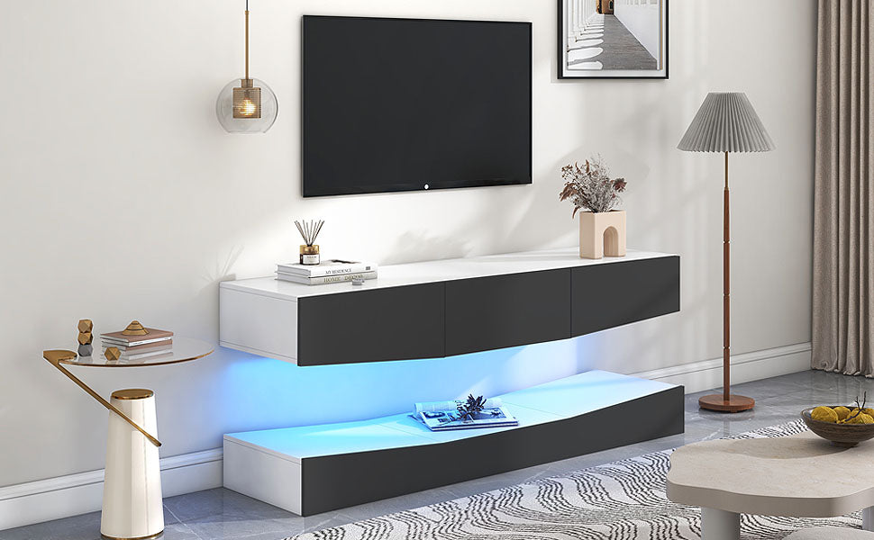 Logidon Hanging TV Board With LED Lighting 180x40 cm Gray