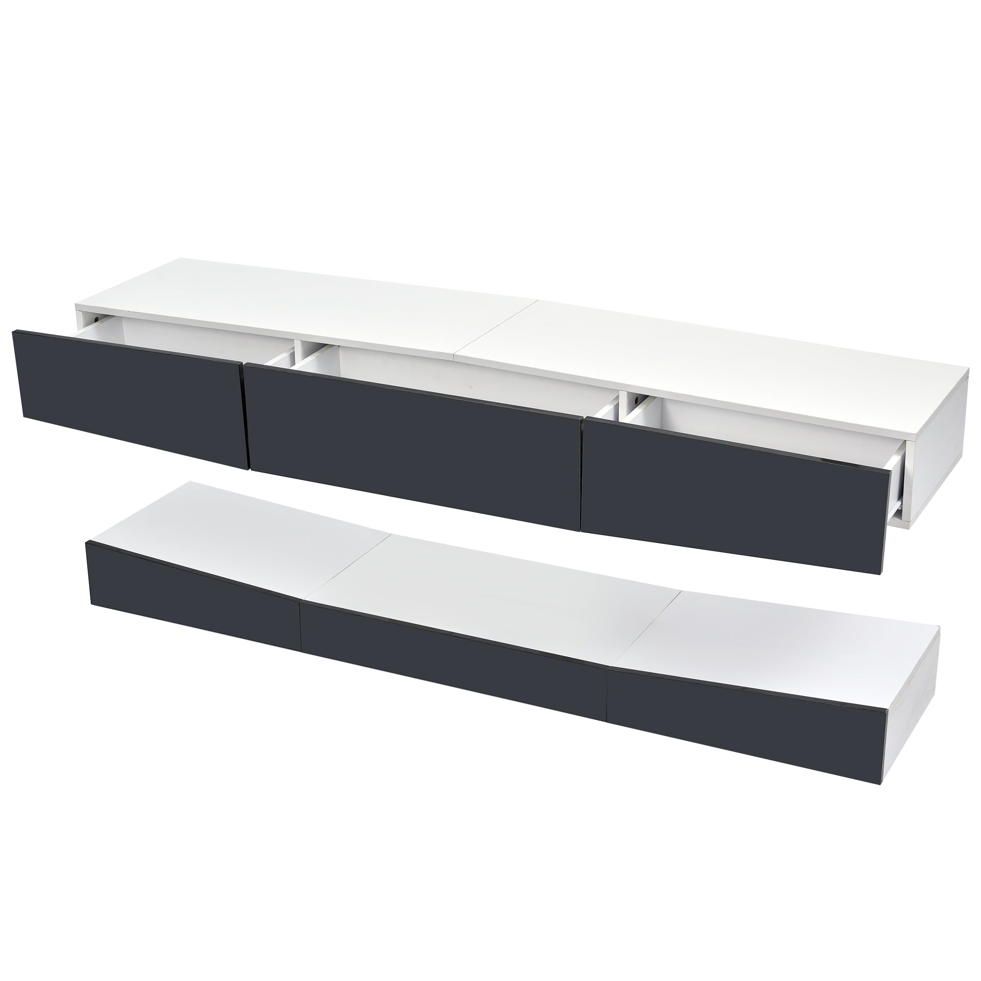 Logidon Hanging TV Board With LED Lighting 180x40 cm Gray