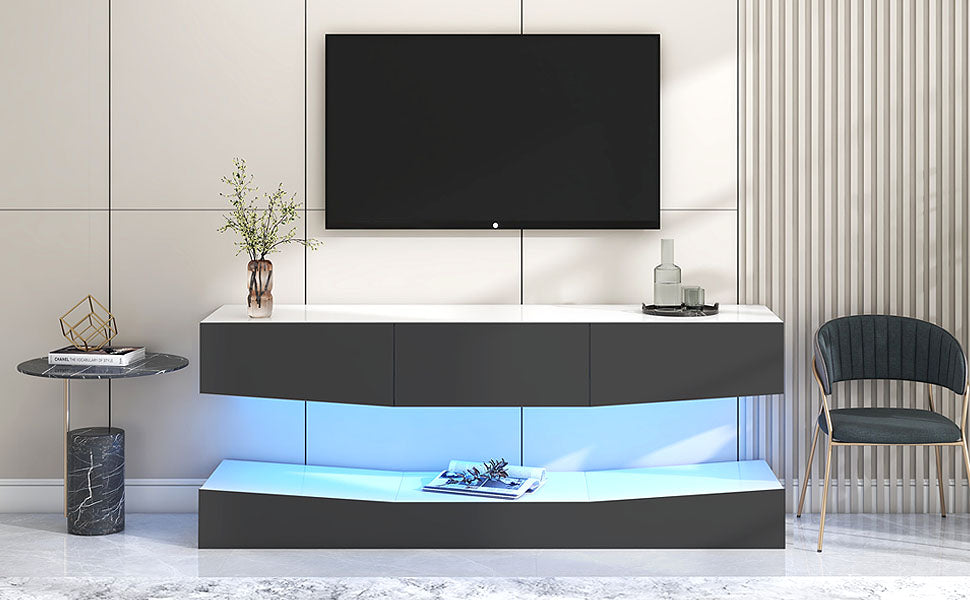 Logidon Hanging TV Board With LED Lighting 180x40 cm Gray