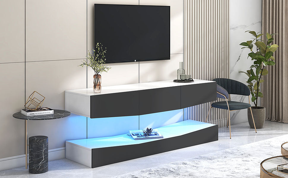 Logidon Hanging TV Board With LED Lighting 180x40 cm Gray