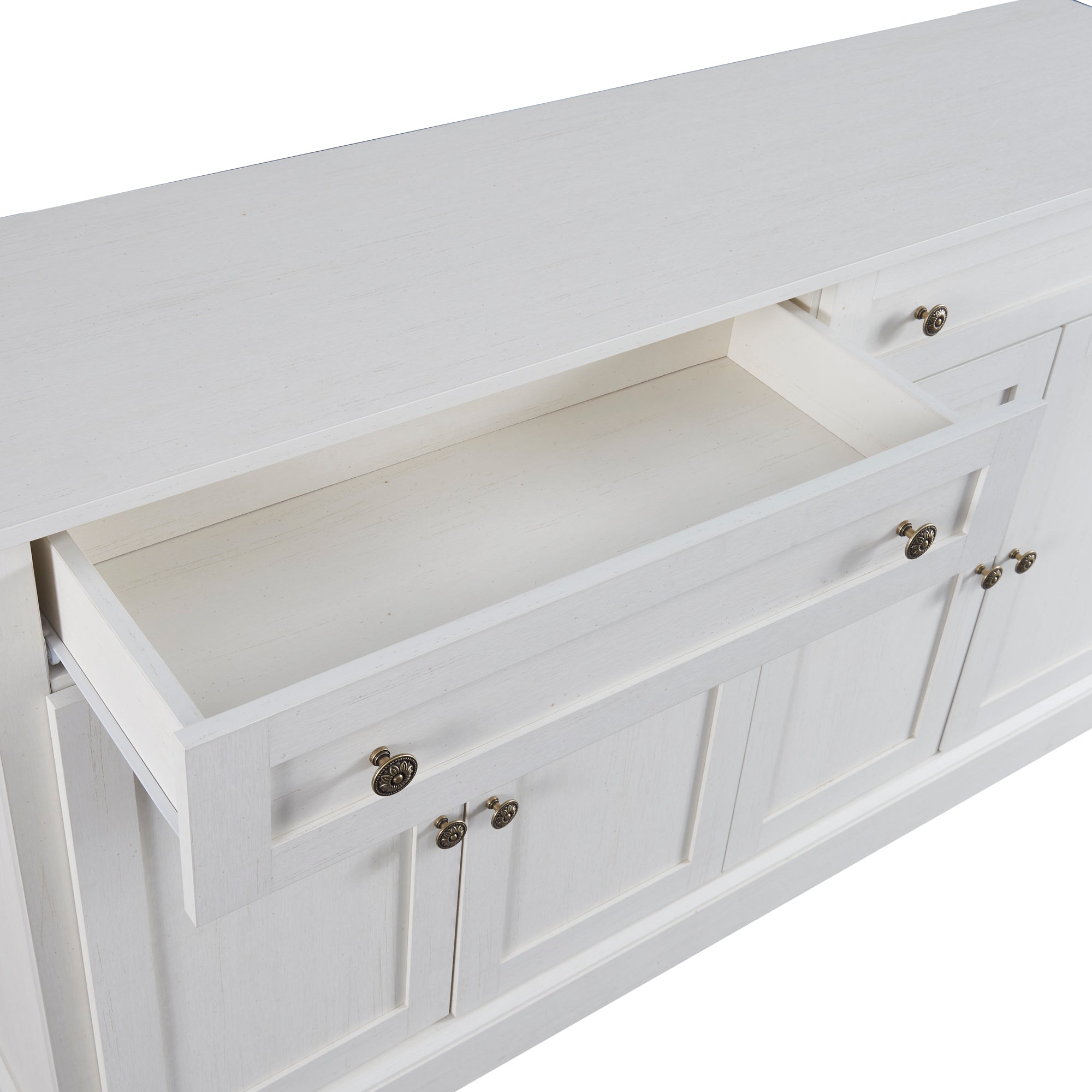 Logidon Groot dressoir 4 deuren 2 lades antiek wit 150x40x86 cm
