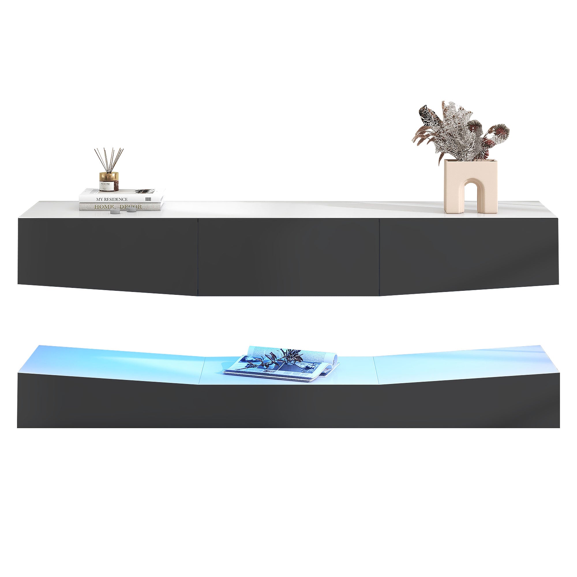 Logidon Hanging TV Board With LED Lighting 180x40 cm Gray
