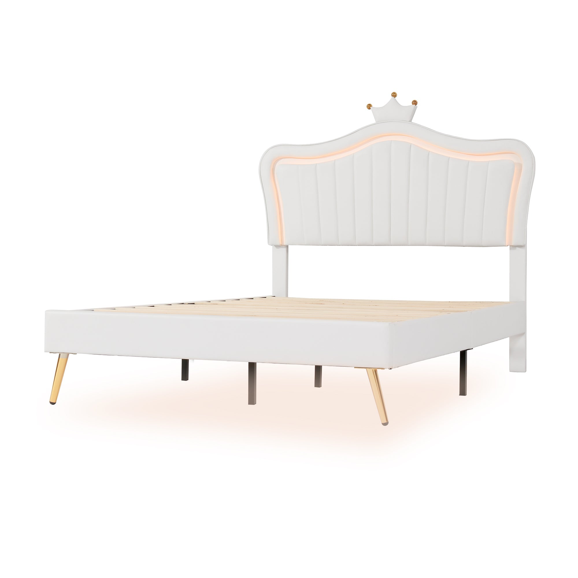 Logidon gestoffeerd bed kinderbed 140x200 LED verlichting wit