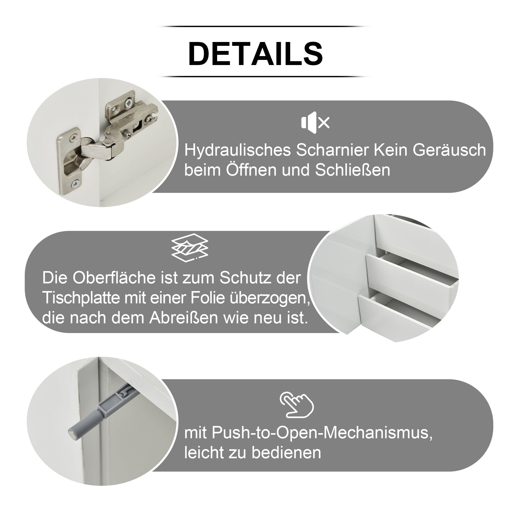 Logidon dressoir wit LED licht 140x35x72,5 cm 2 deuren 3 lades