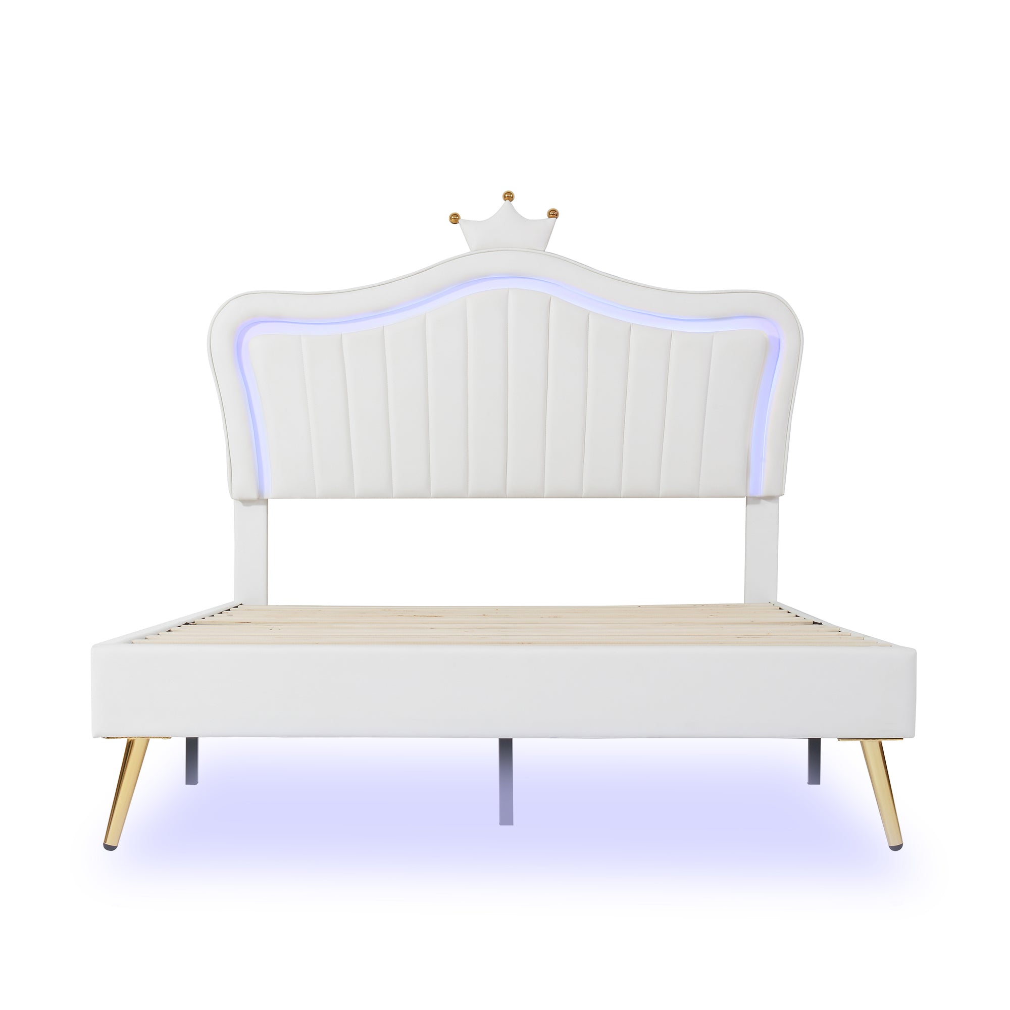 Logidon gestoffeerd bed kinderbed 140x200 LED verlichting wit