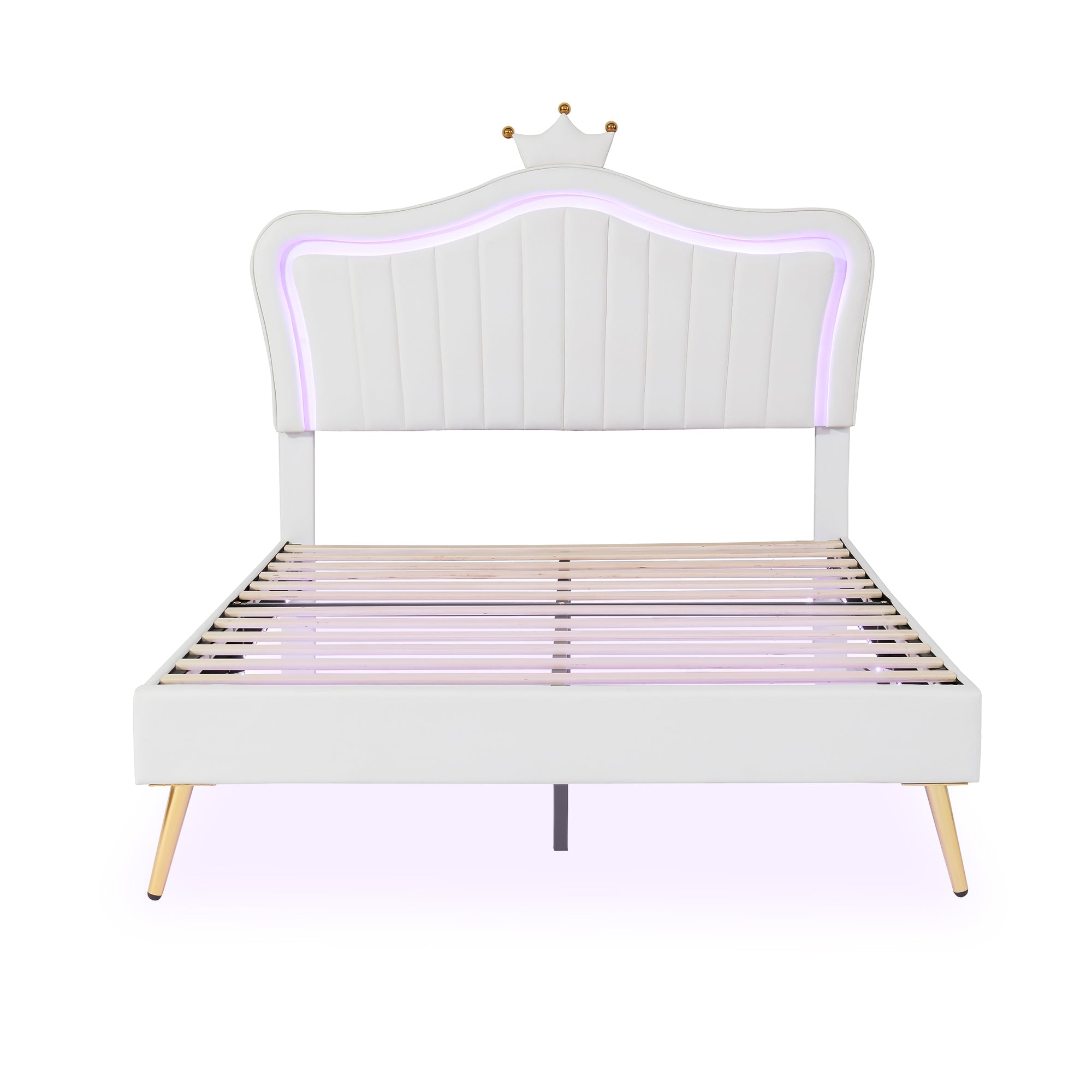 Logidon gestoffeerd bed kinderbed 140x200 LED verlichting wit