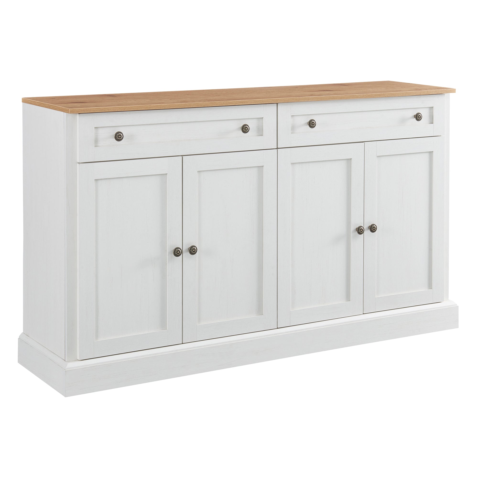 Logidon dressoir antiek wit naturel hout 150x86x40 4 deuren 2 lades