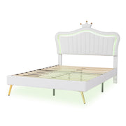 Logidon gestoffeerd bed kinderbed 140x200 LED verlichting wit