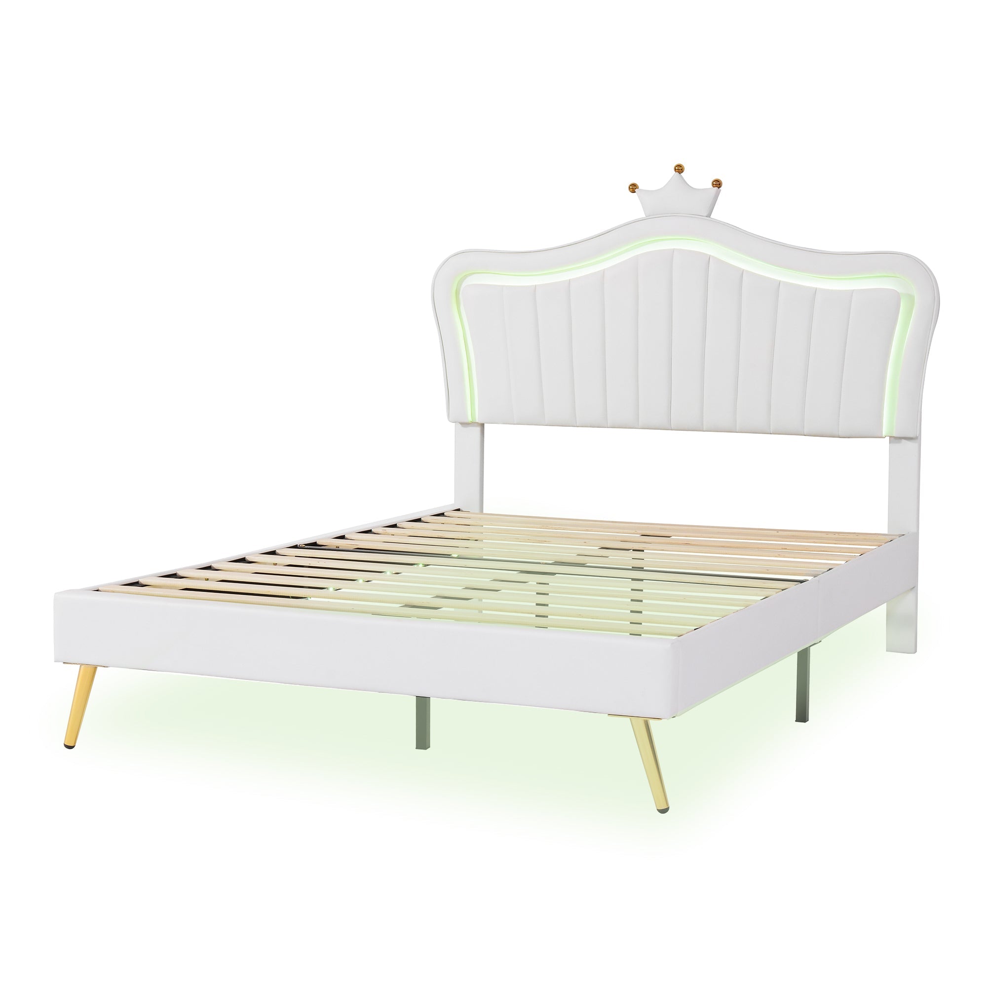 Logidon gestoffeerd bed kinderbed 140x200 LED verlichting wit