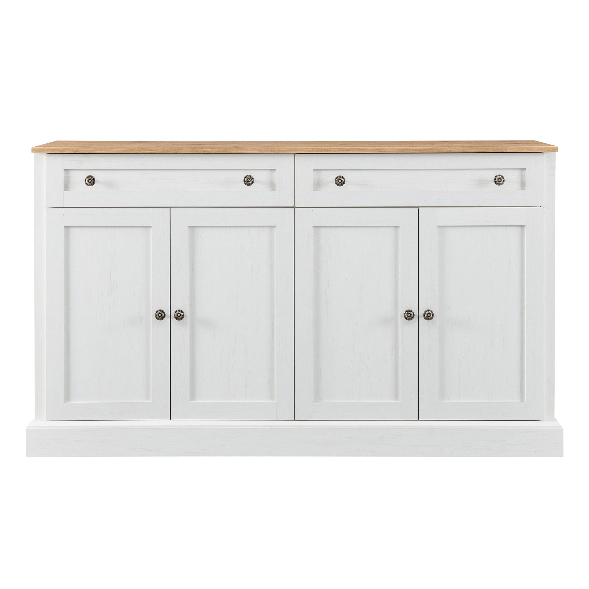 Logidon dressoir antiek wit naturel hout 150x86x40 4 deuren 2 lades