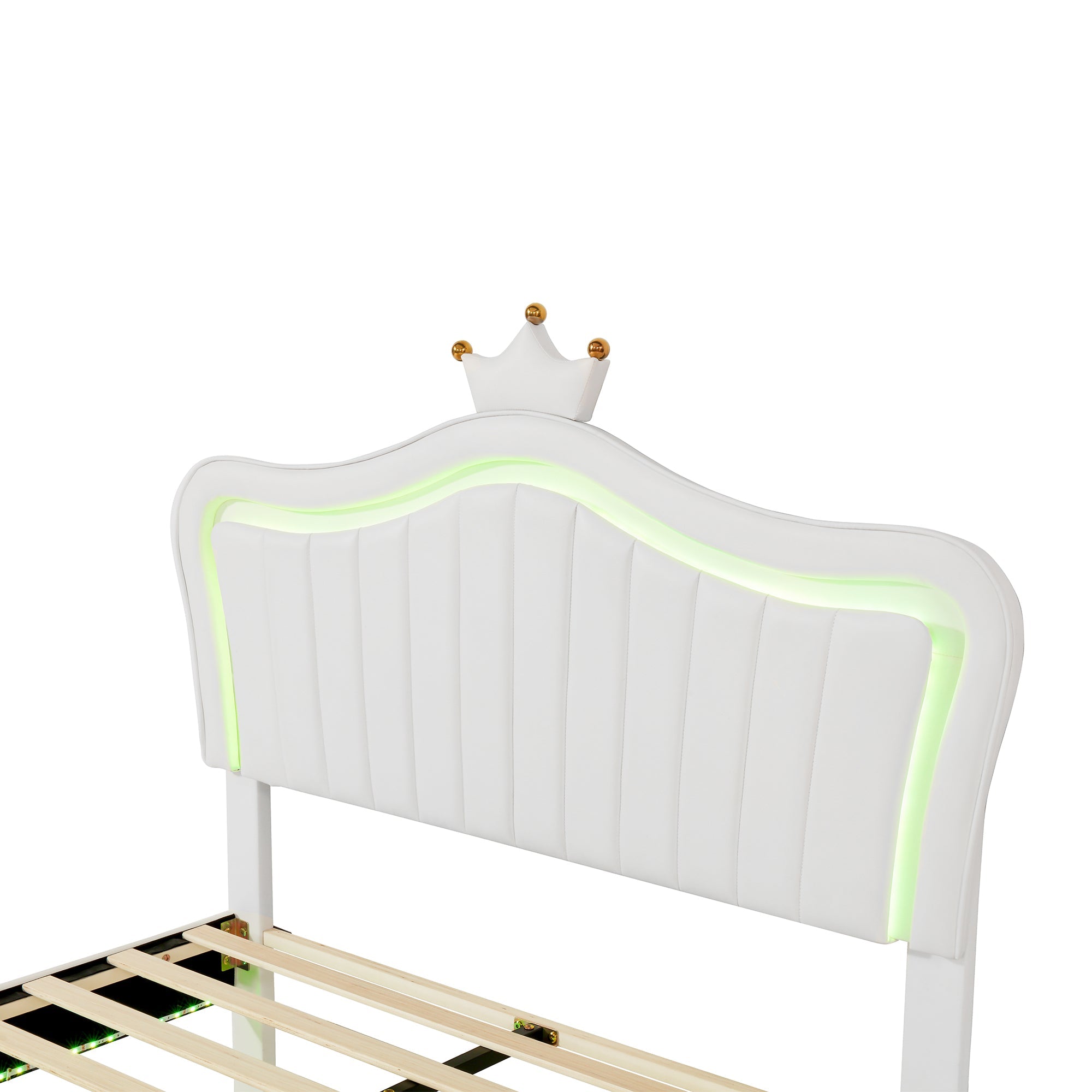 Logidon gestoffeerd bed kinderbed 140x200 LED verlichting wit