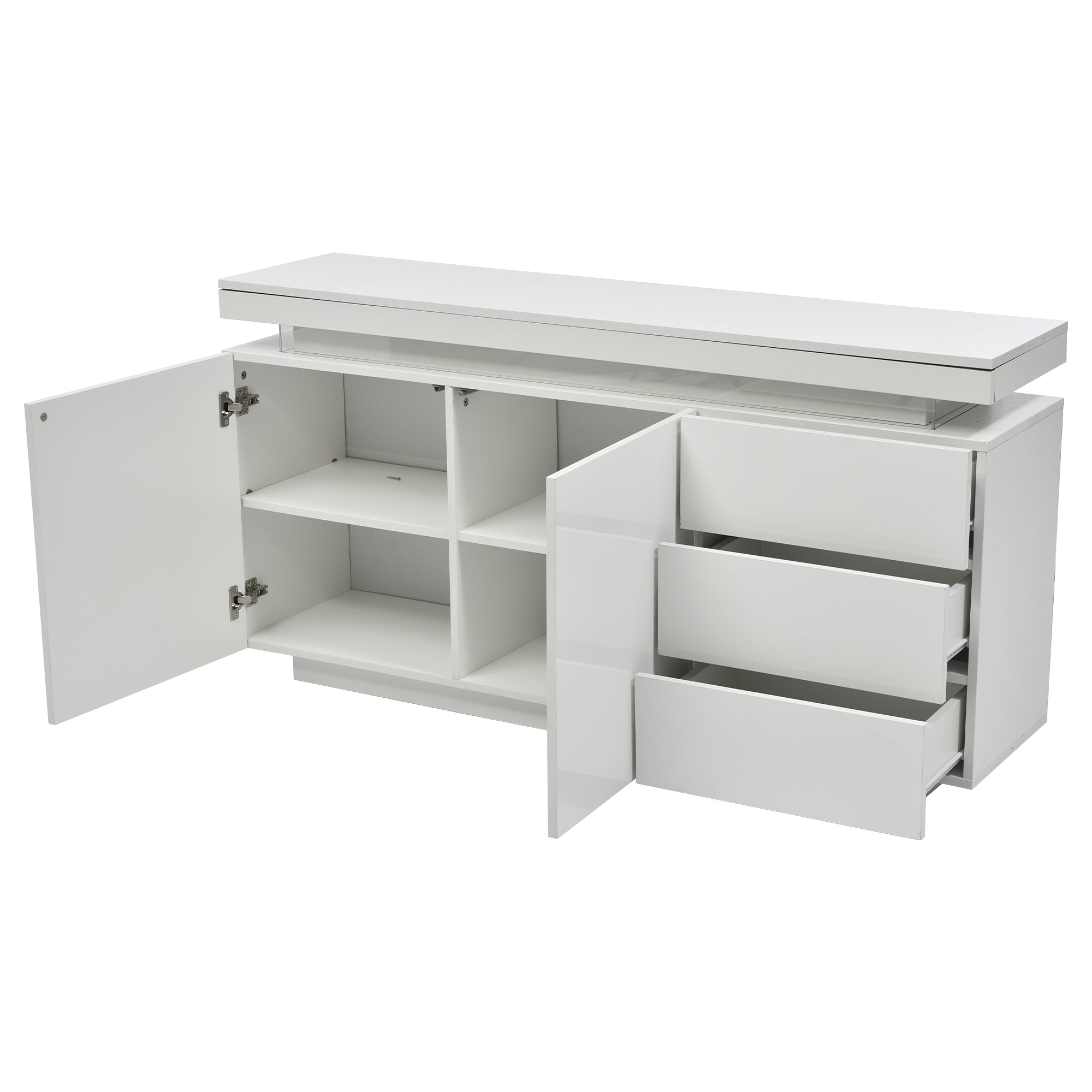 Logidon dressoir wit LED licht 140x35x72,5 cm 2 deuren 3 lades