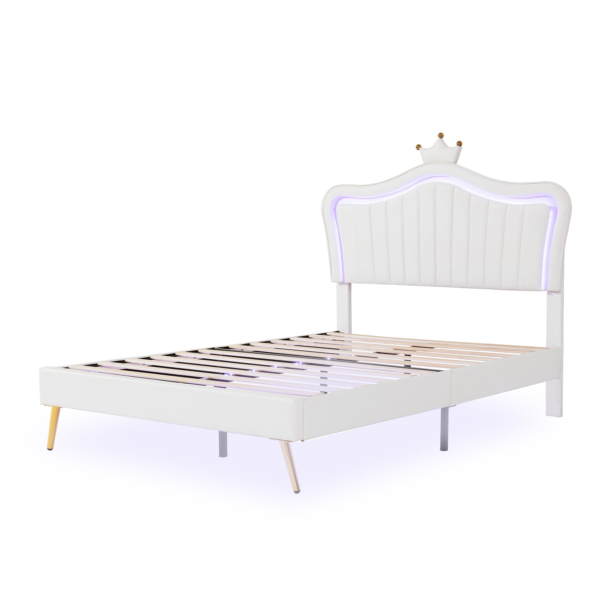 Logidon gestoffeerd bed kinderbed 140x200 LED verlichting wit