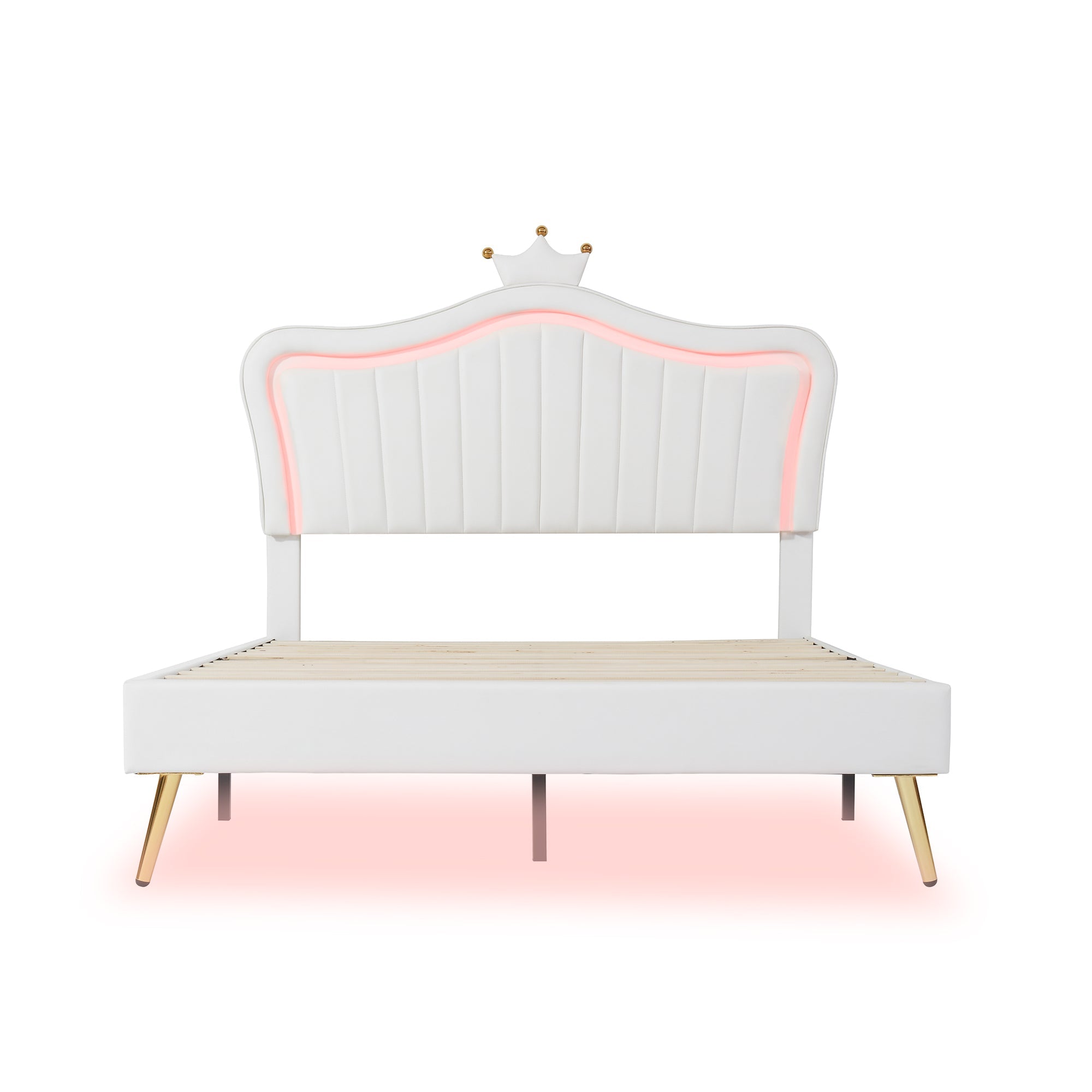 Logidon gestoffeerd bed kinderbed 140x200 LED verlichting wit