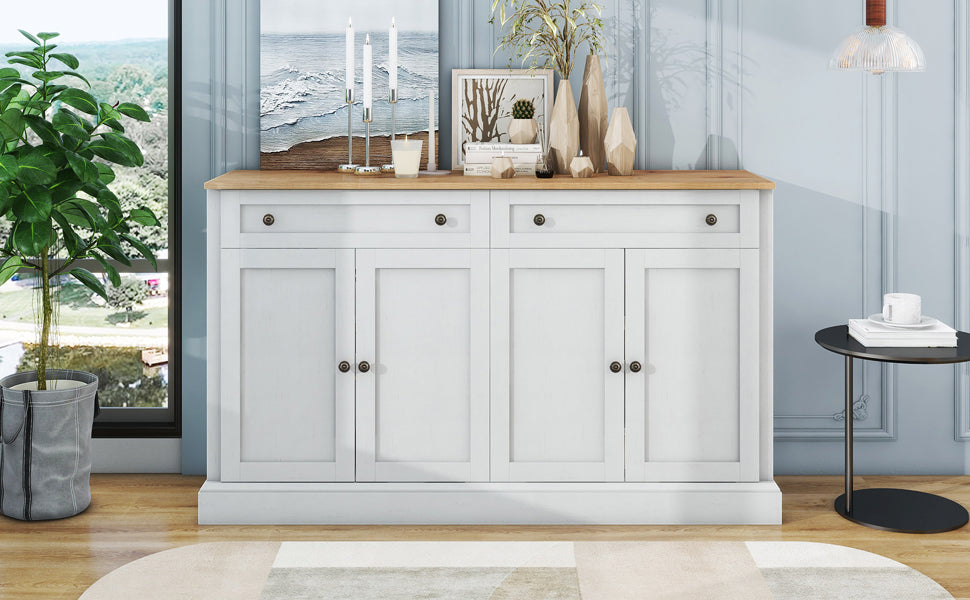 Logidon dressoir antiek wit naturel hout 150x86x40 4 deuren 2 lades