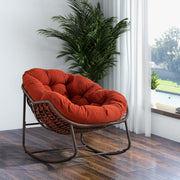 Logidon Outdoor Rotan Schommelstoel met Oranje Bekleding voor Tuin