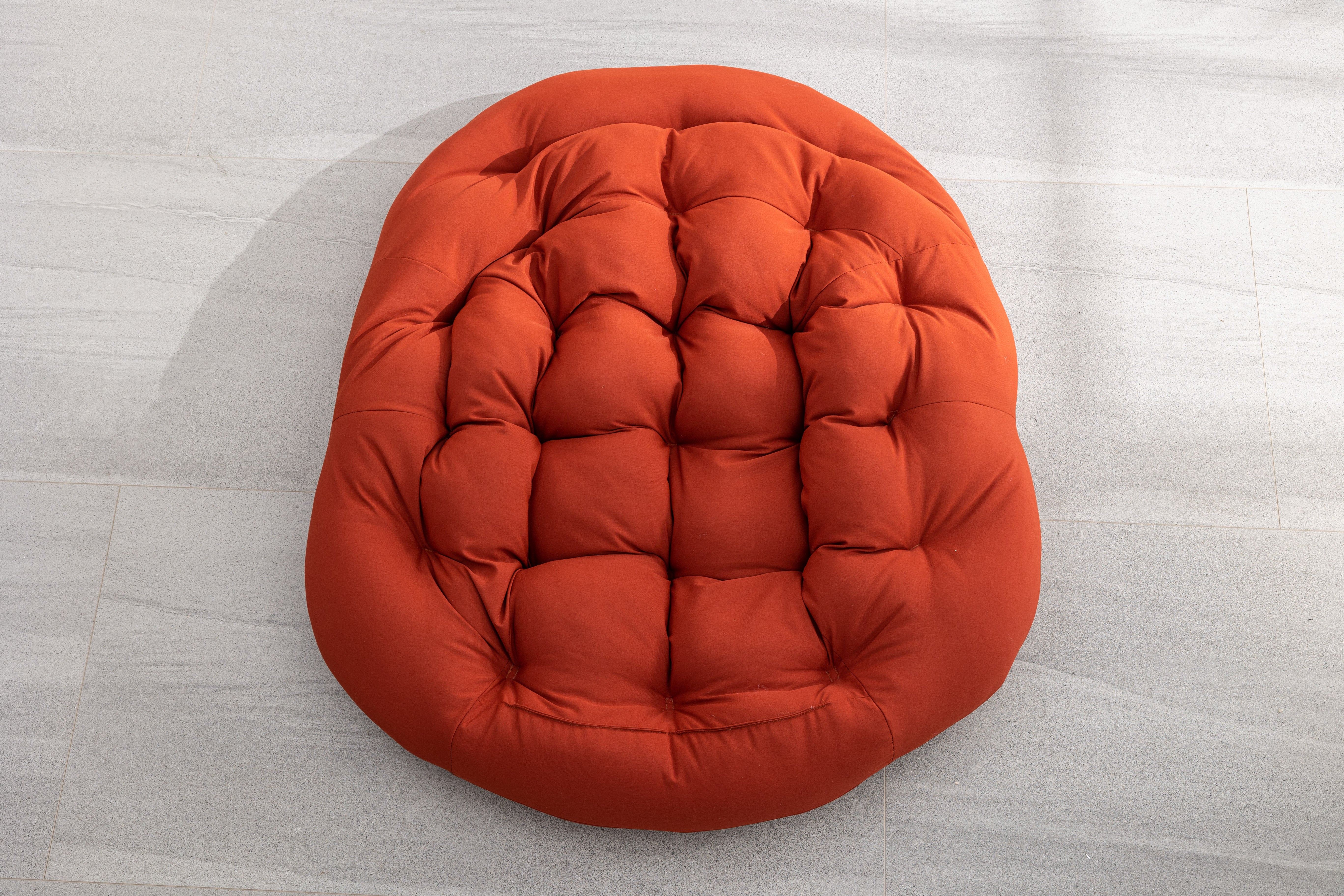 Logidon Outdoor Rotan Schommelstoel met Oranje Bekleding voor Tuin
