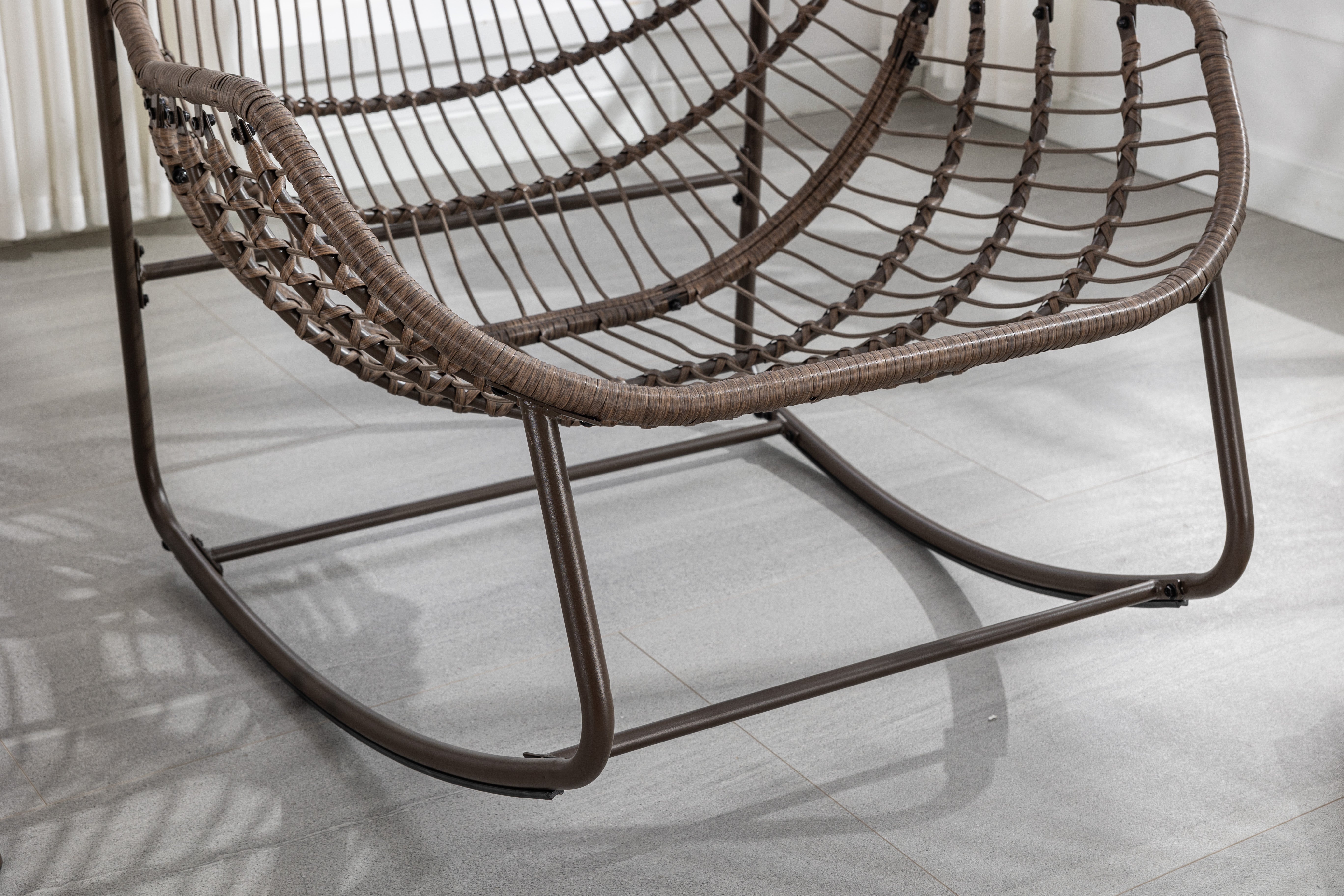 Logidon Outdoor Schommelstoel XXL Rieten Egg Chair Grijs
