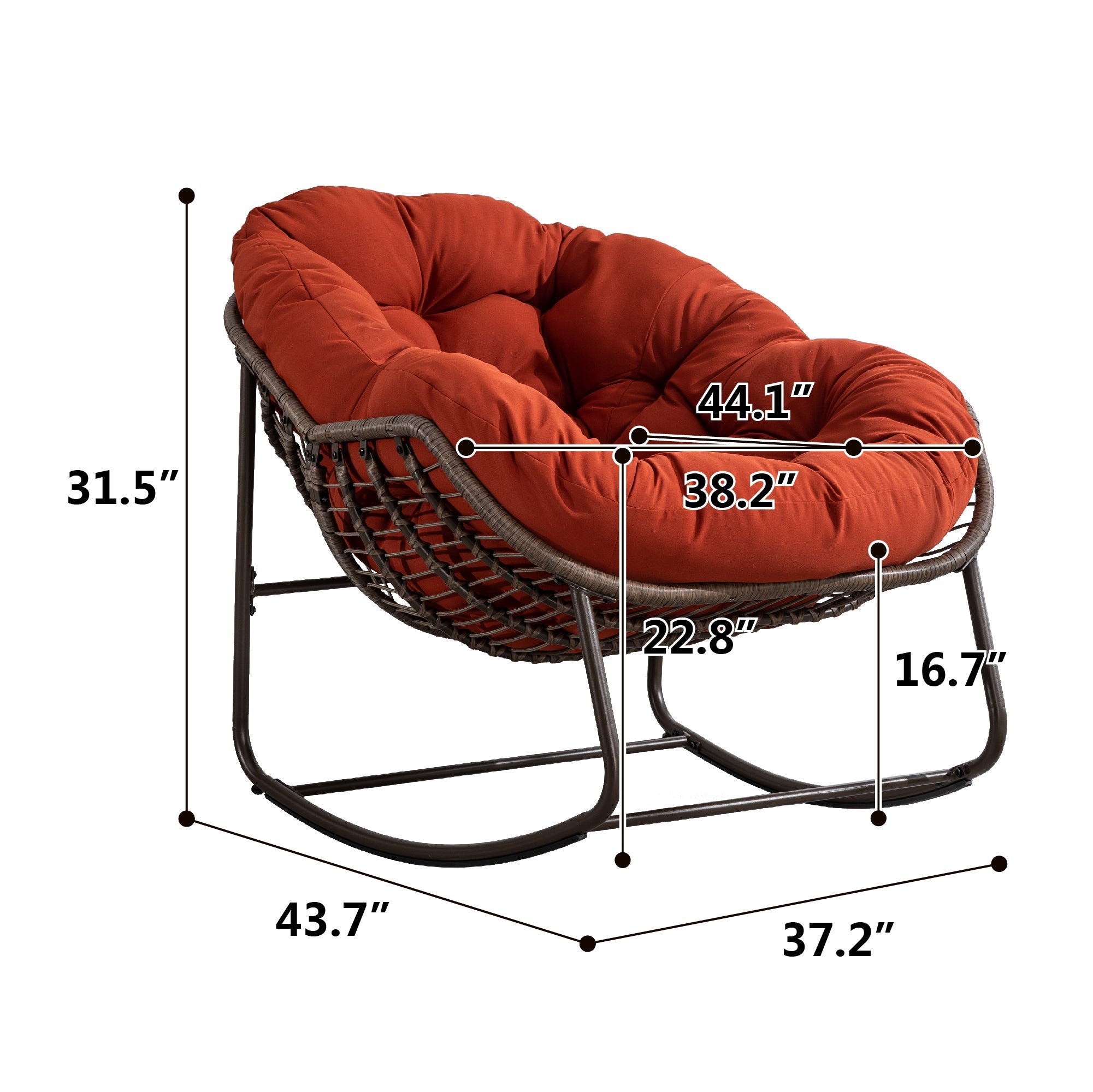 Logidon Outdoor Rotan Schommelstoel met Oranje Bekleding voor Tuin