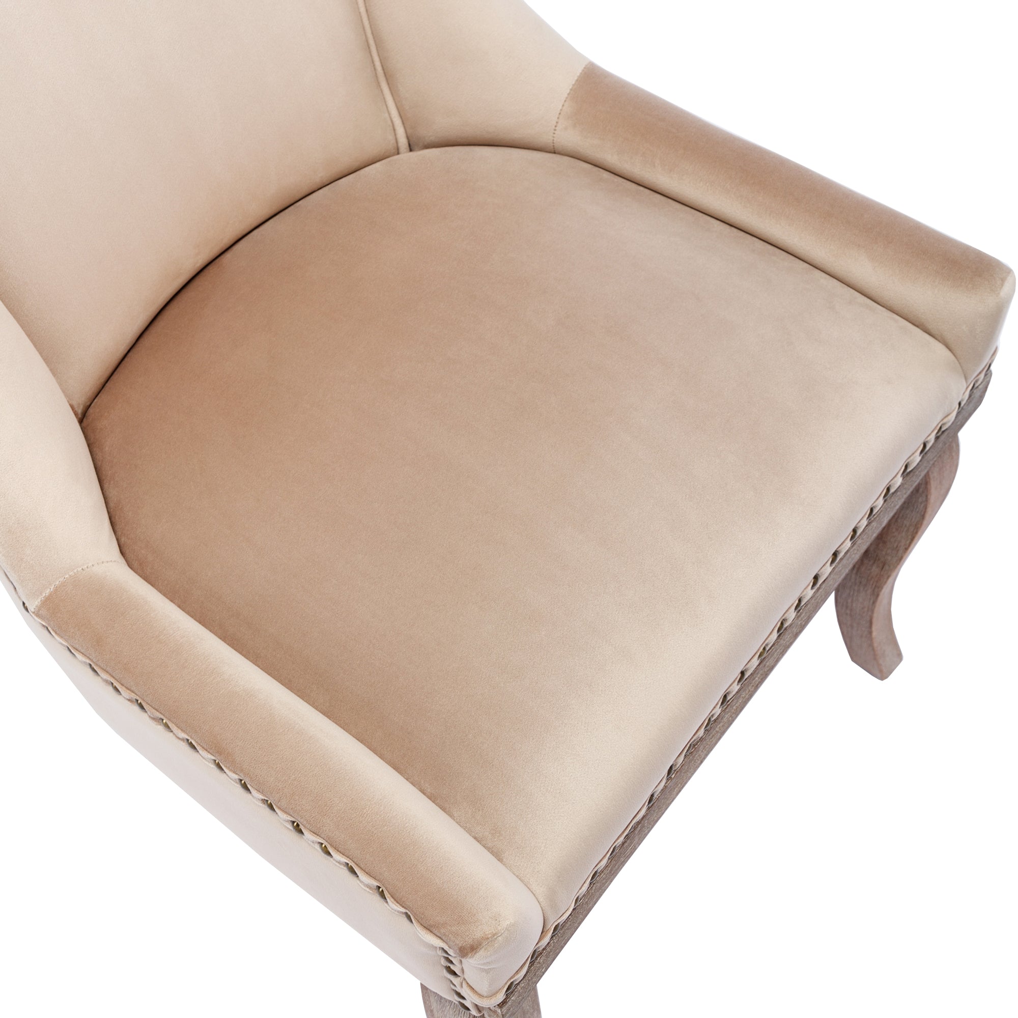Logidon Luxe eetkamerstoel fluweelbeige spijkerkopafwerking set van 2