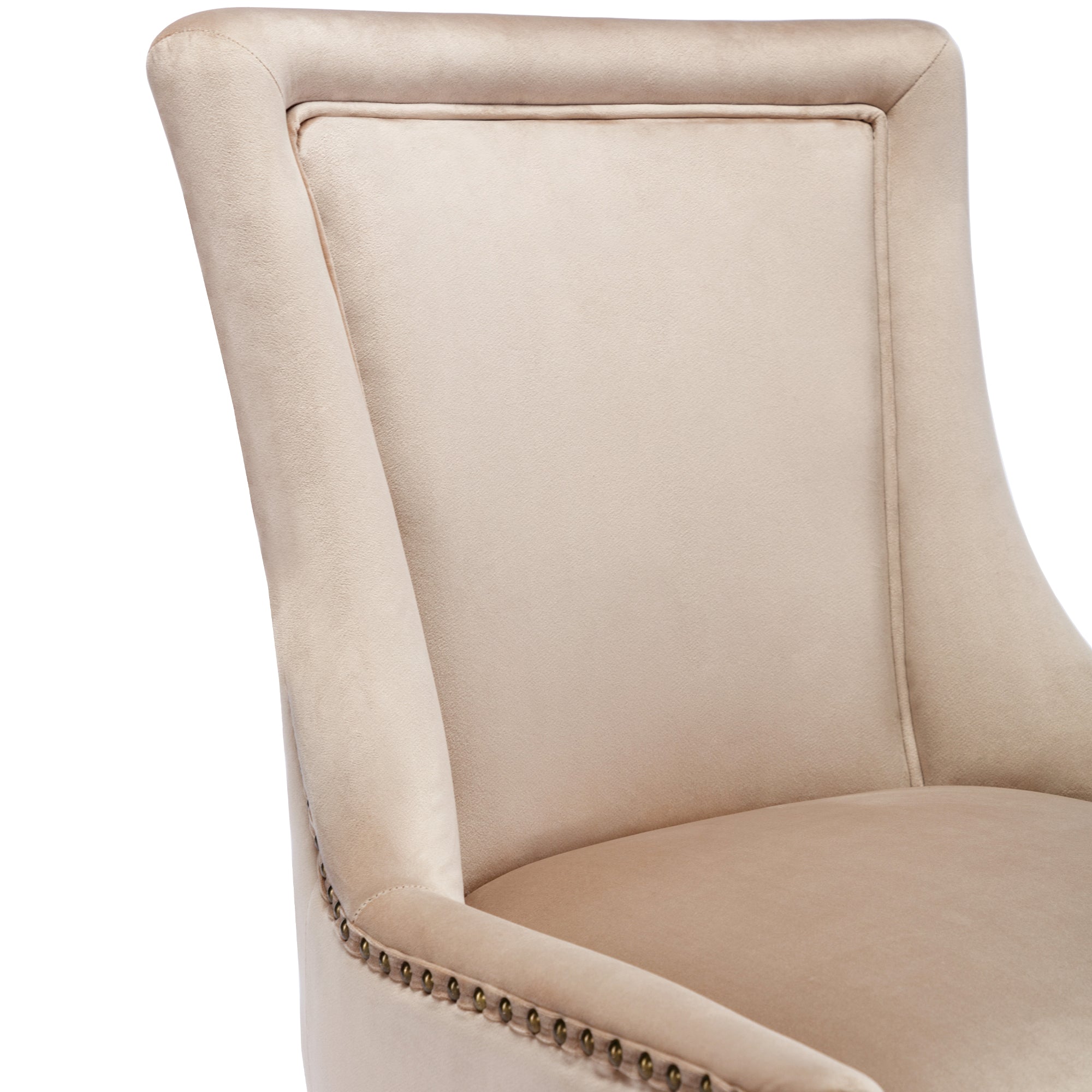 Logidon Luxe eetkamerstoel fluweelbeige spijkerkopafwerking set van 2