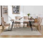 Logidon Eetkamerstoel Beige Fluweel Met Deurklopper Set van 4