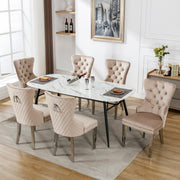 Logidon dining room chair beige velvet upholstered chair with door knocker, set of 6
