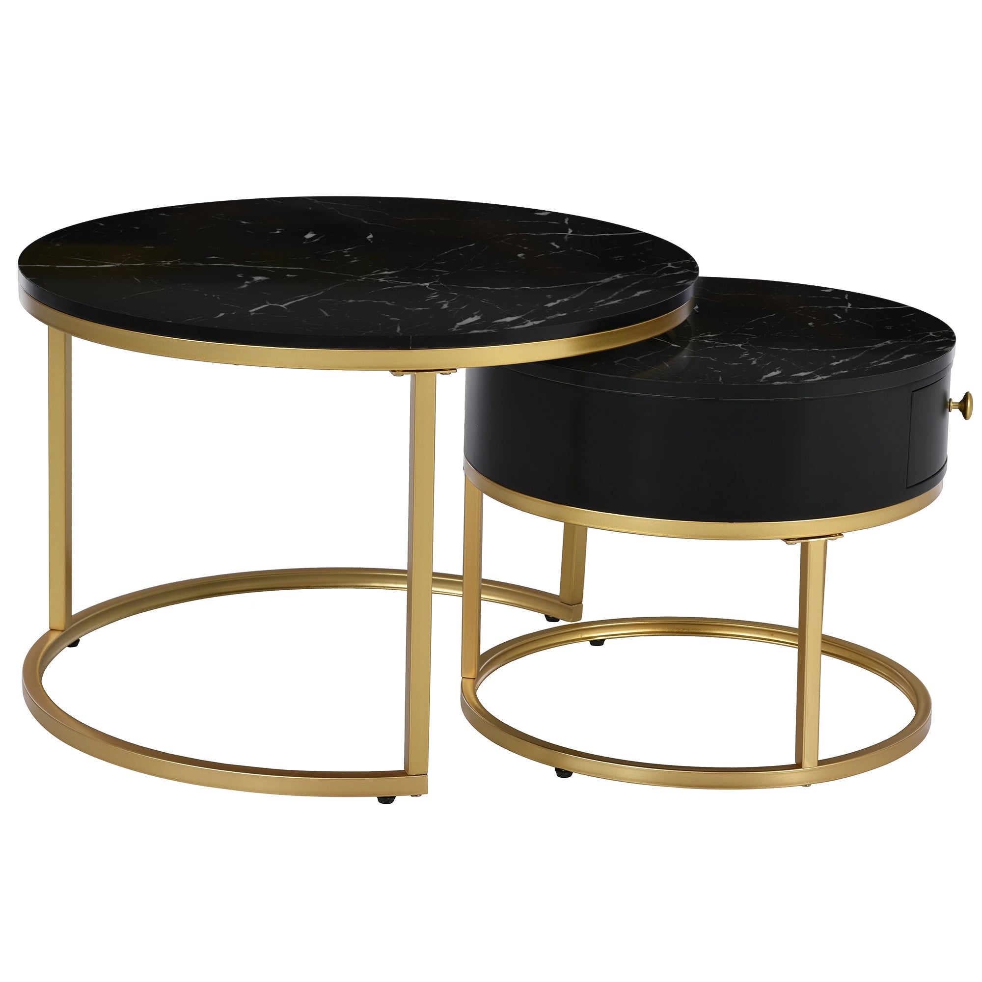 Logidon moderne salontafel met zwart marmerpatroon set van 2
