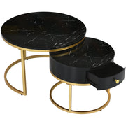 Logidon moderne salontafel met zwart marmerpatroon set van 2